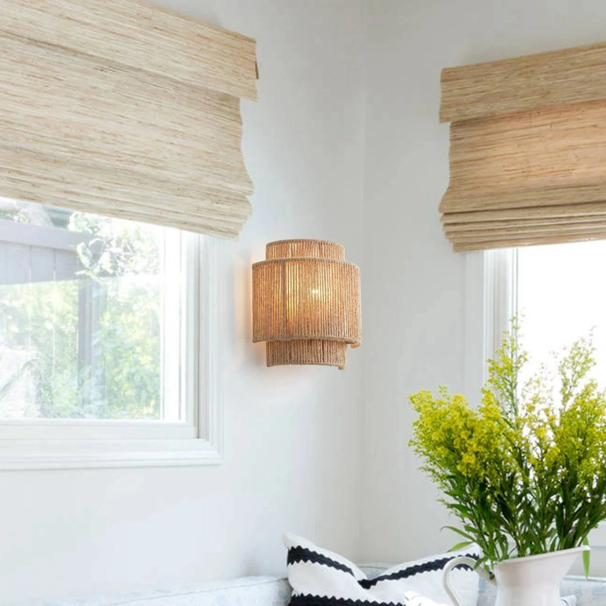 Parrot Uncle 1-Light Farmhouse Rattan Wall Sconce Lighting (BBB9222-1) - Image 2