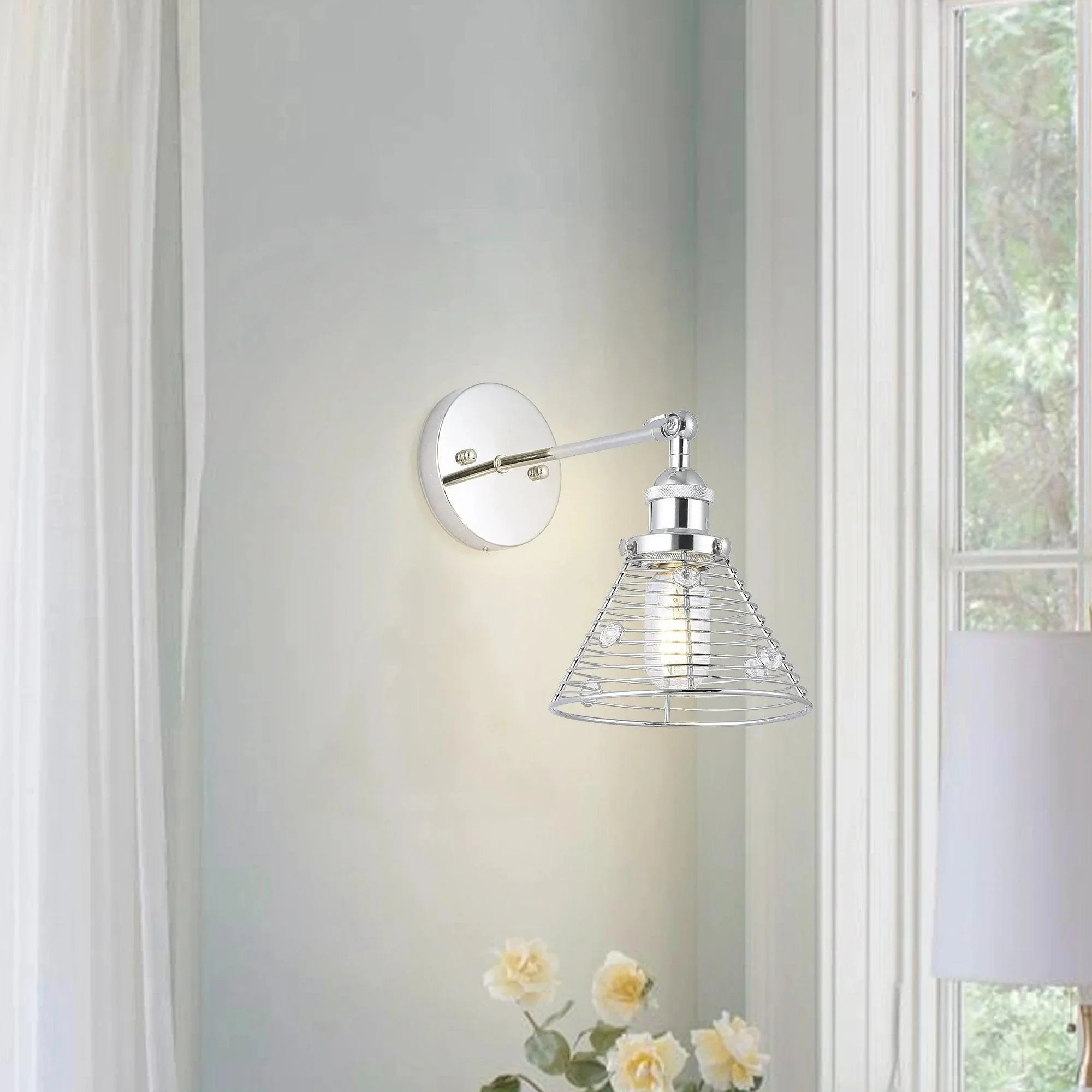Parrot Uncle 1-Light Modern Silver Wall Scone Light (W2207110V) - Image 2