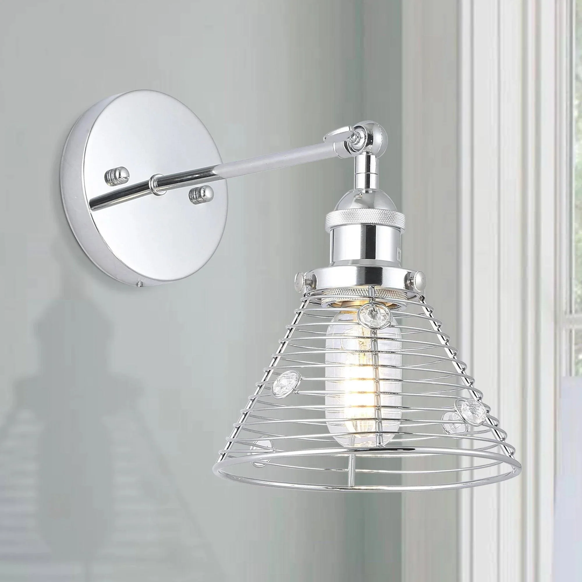 Parrot Uncle 1-Light Modern Silver Wall Scone Light (W2207110V) - Image 4