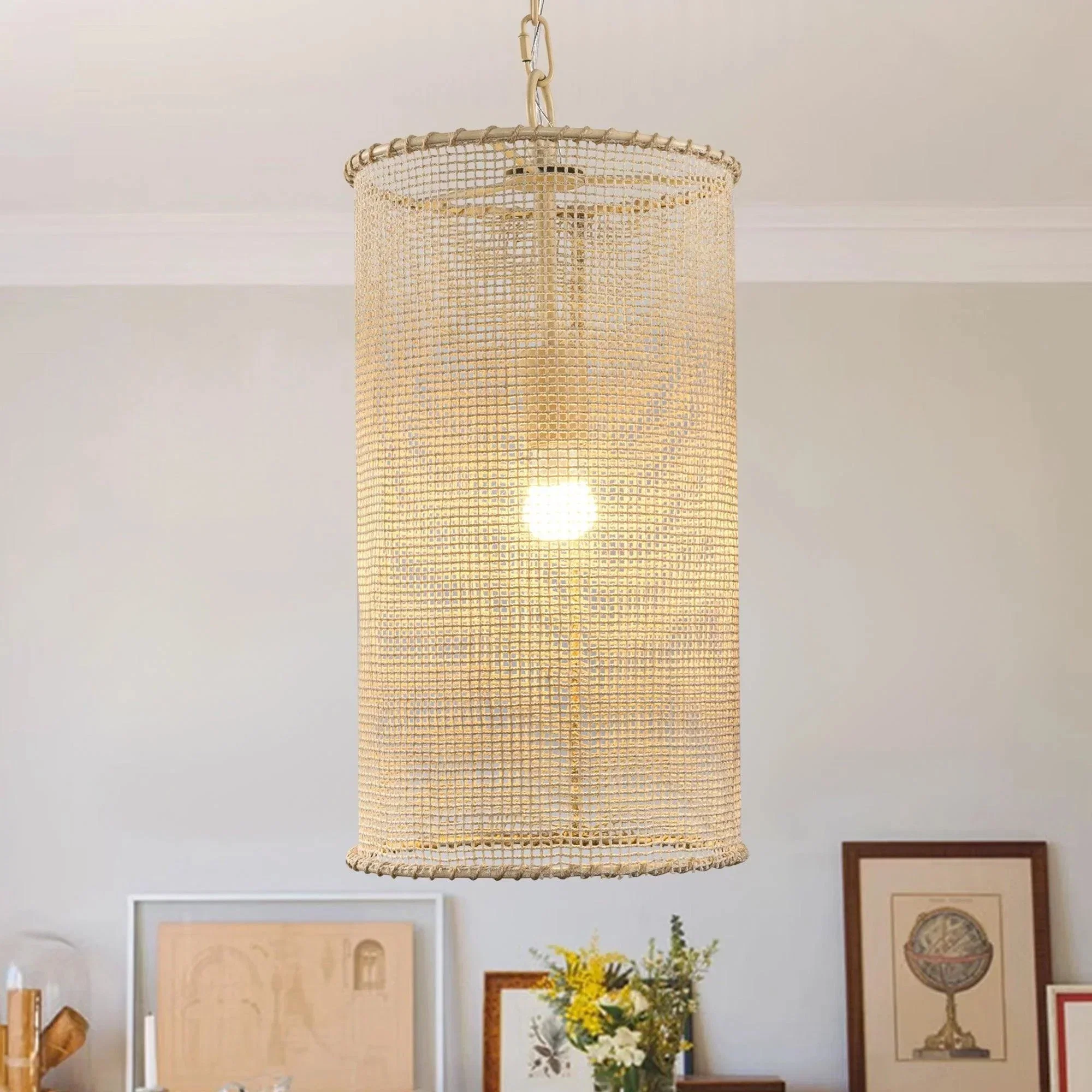 Parrot Uncle 1-Light Wooden Beads Farmhouse Beige Dry Rated Island Pendant Lighting (BBW9747-1) - Image 4