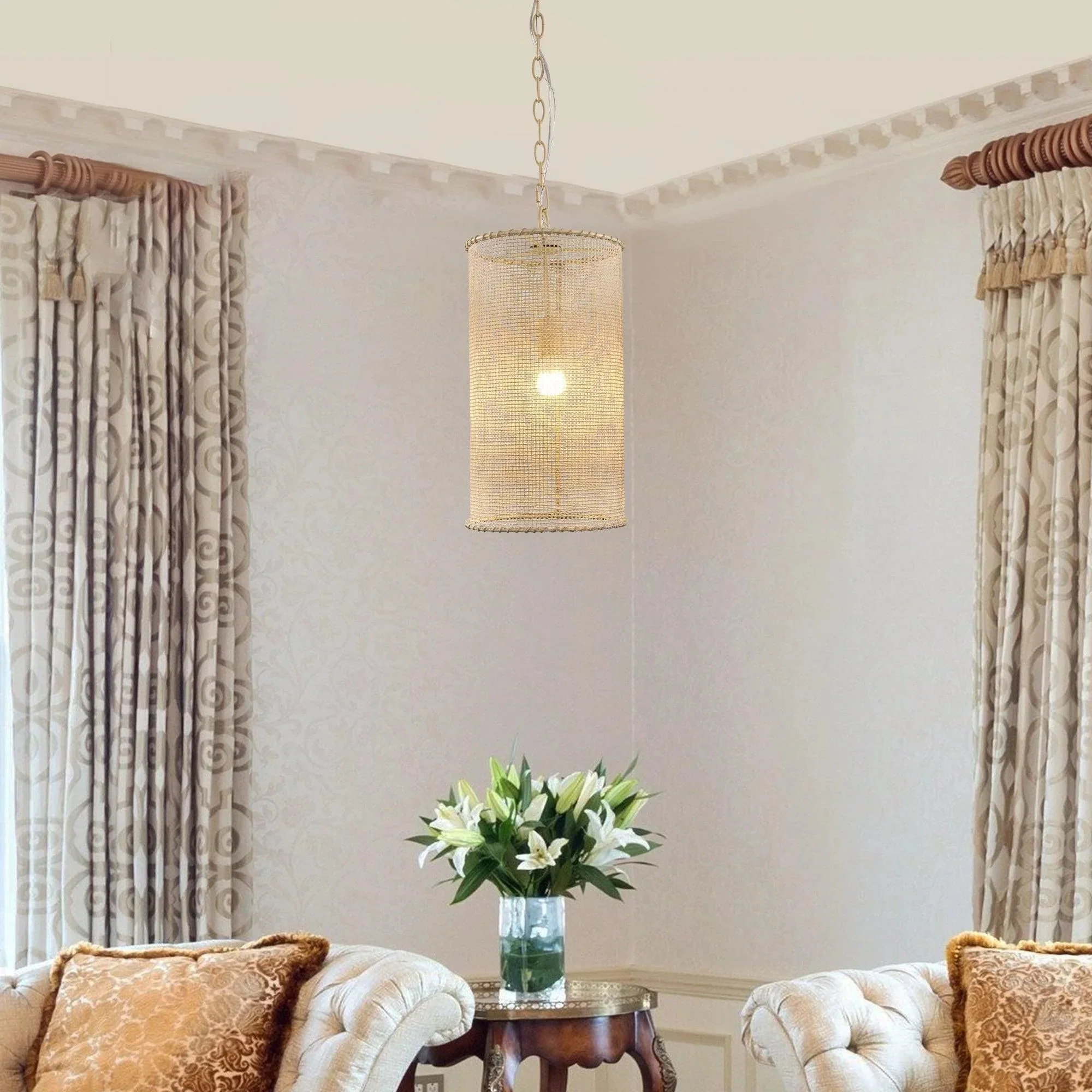Parrot Uncle 1-Light Wooden Beads Farmhouse Beige Dry Rated Island Pendant Lighting (BBW9747-1) - Image 5