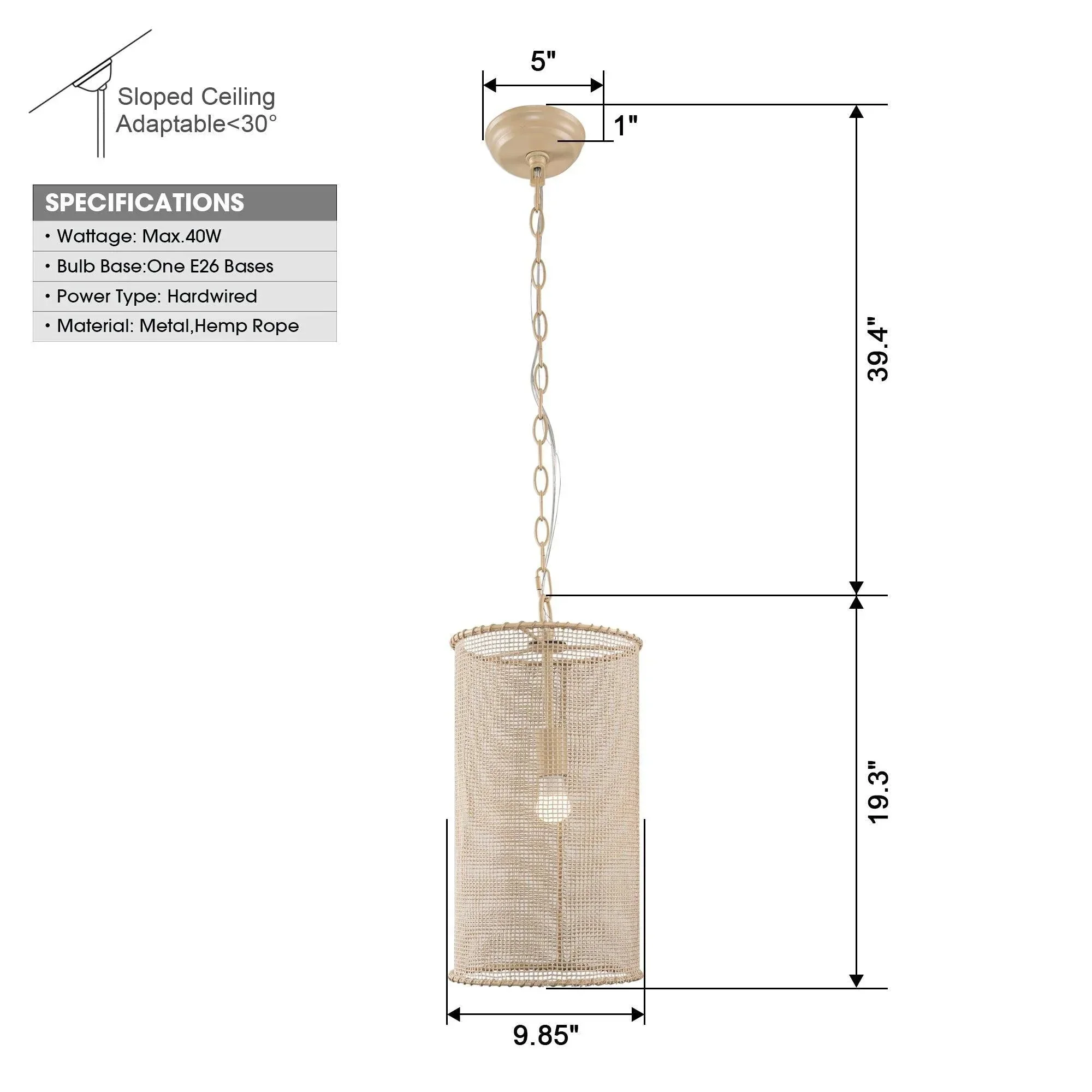 Parrot Uncle 1-Light Wooden Beads Farmhouse Beige Dry Rated Island Pendant Lighting (BBW9747-1) - Image 8
