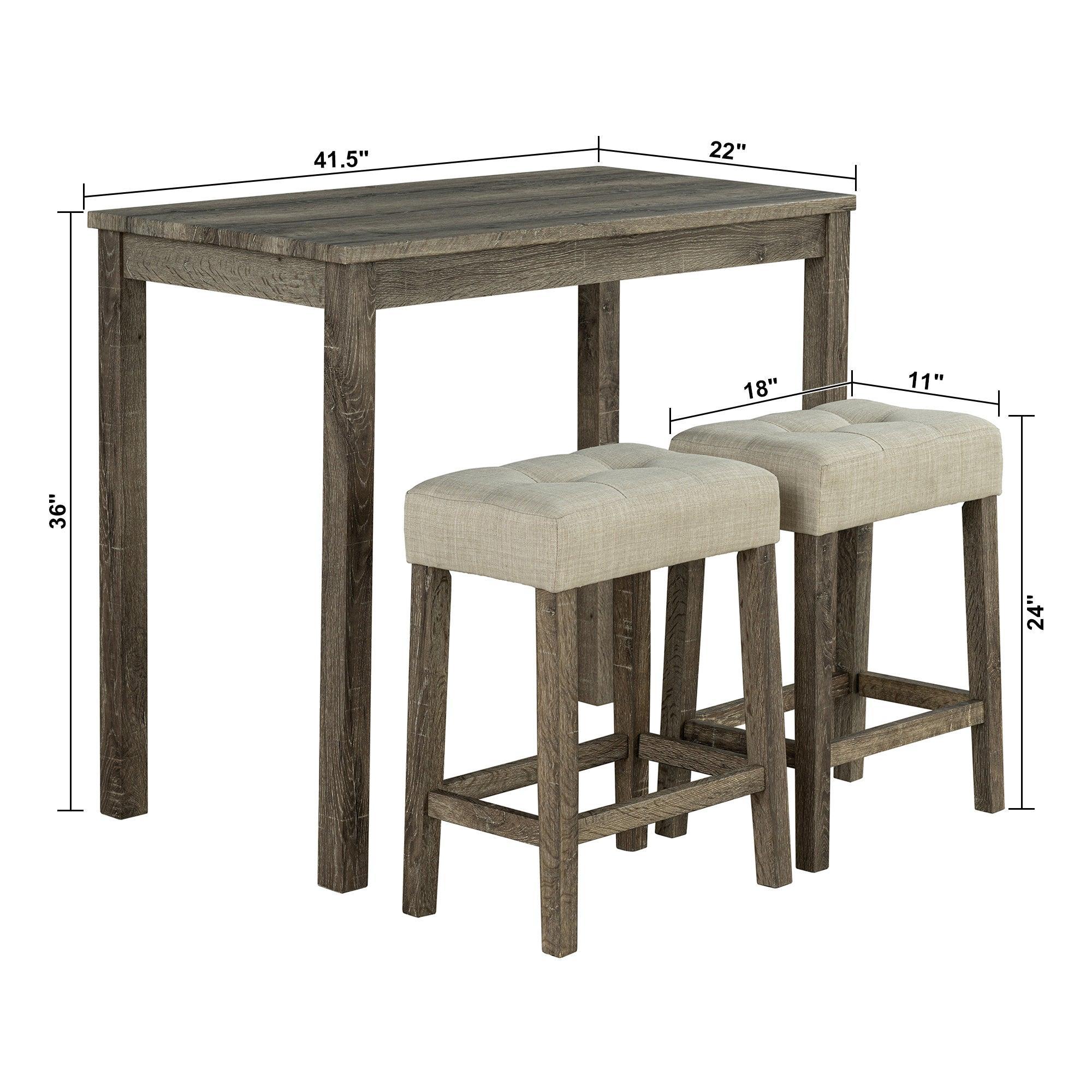 Parrot Uncle 1 Traditional Breakfast Dining Table Set with 2 Stools for Apartment (SL3400BR-PT-3PK-PU) - Image 14
