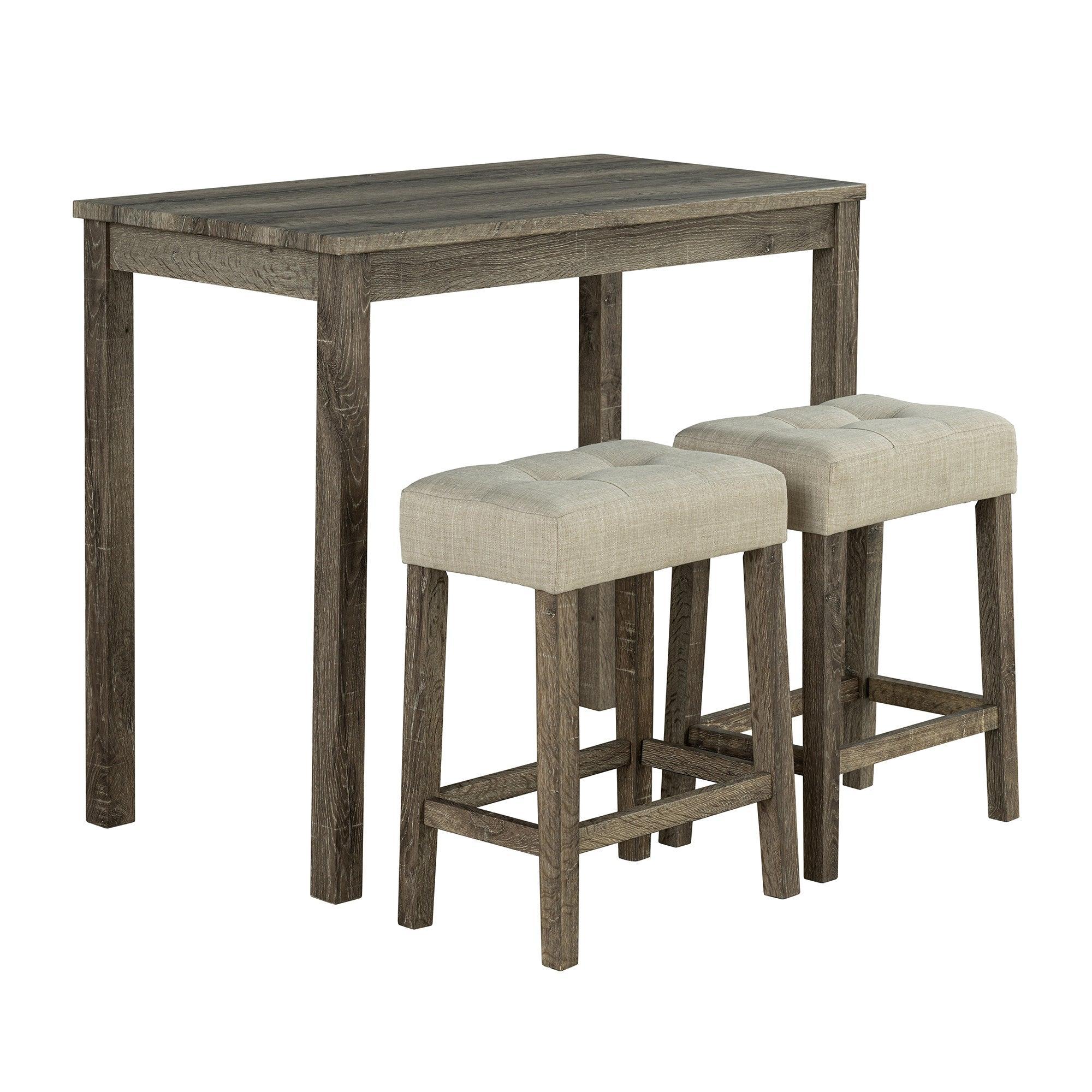 Parrot Uncle 1 Traditional Breakfast Dining Table Set with 2 Stools for Apartment (SL3400BR-PT-3PK-PU) - Image 2