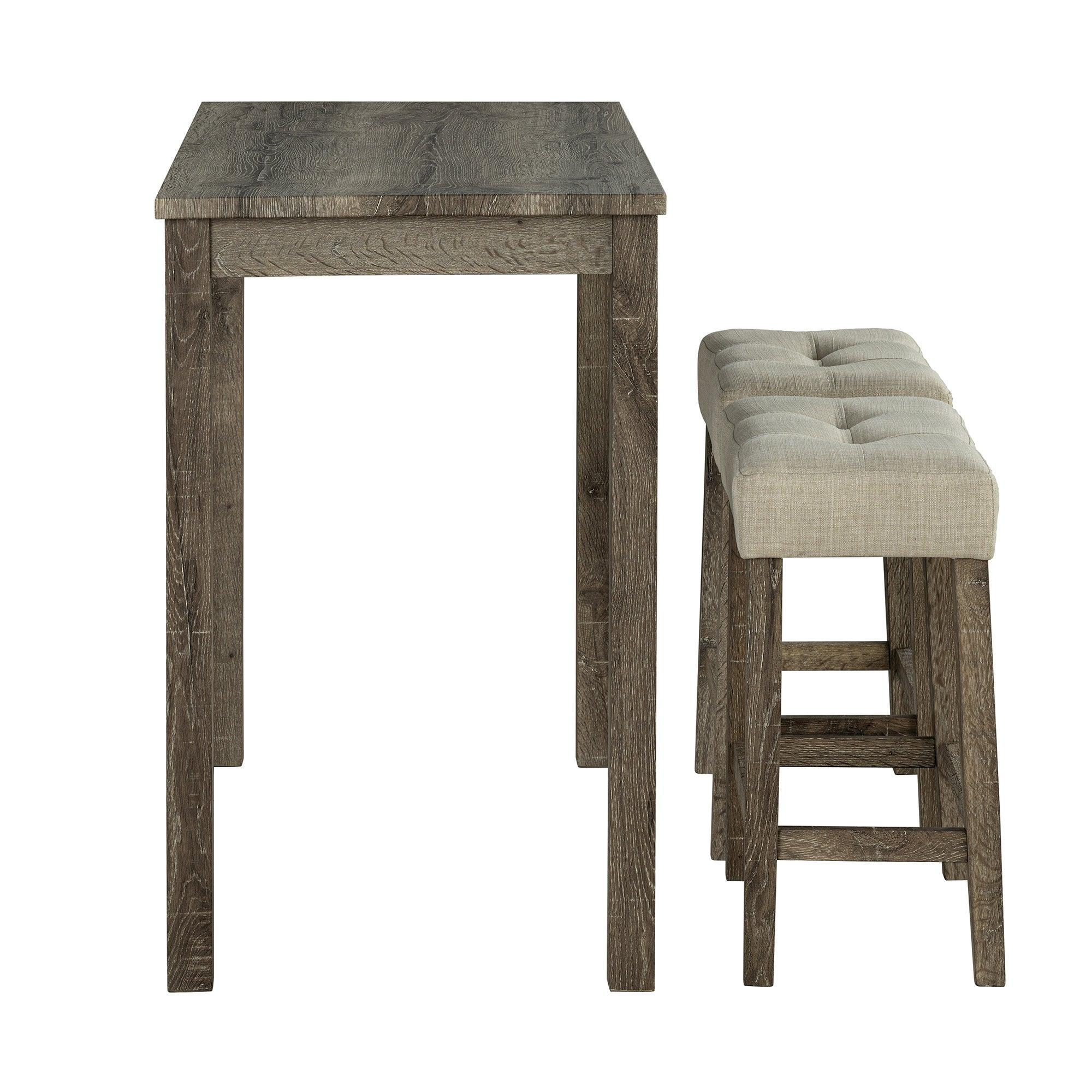 Parrot Uncle 1 Traditional Breakfast Dining Table Set with 2 Stools for Apartment (SL3400BR-PT-3PK-PU) - Image 8