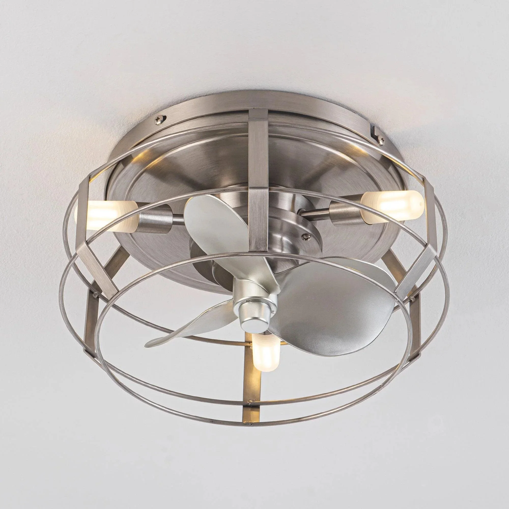 Parrot Uncle 12-Inch Flush Mount Low Profile Caged Small Ceiling Fan with Light and Remote Control - Image 10