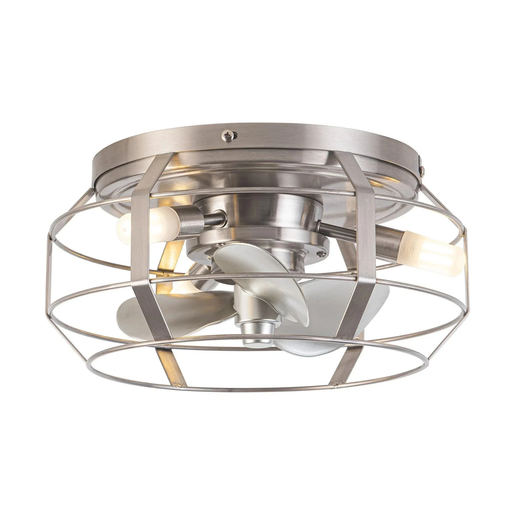 Parrot Uncle 12-Inch Flush Mount Low Profile Caged Small Ceiling Fan with Light and Remote Control - Image 11