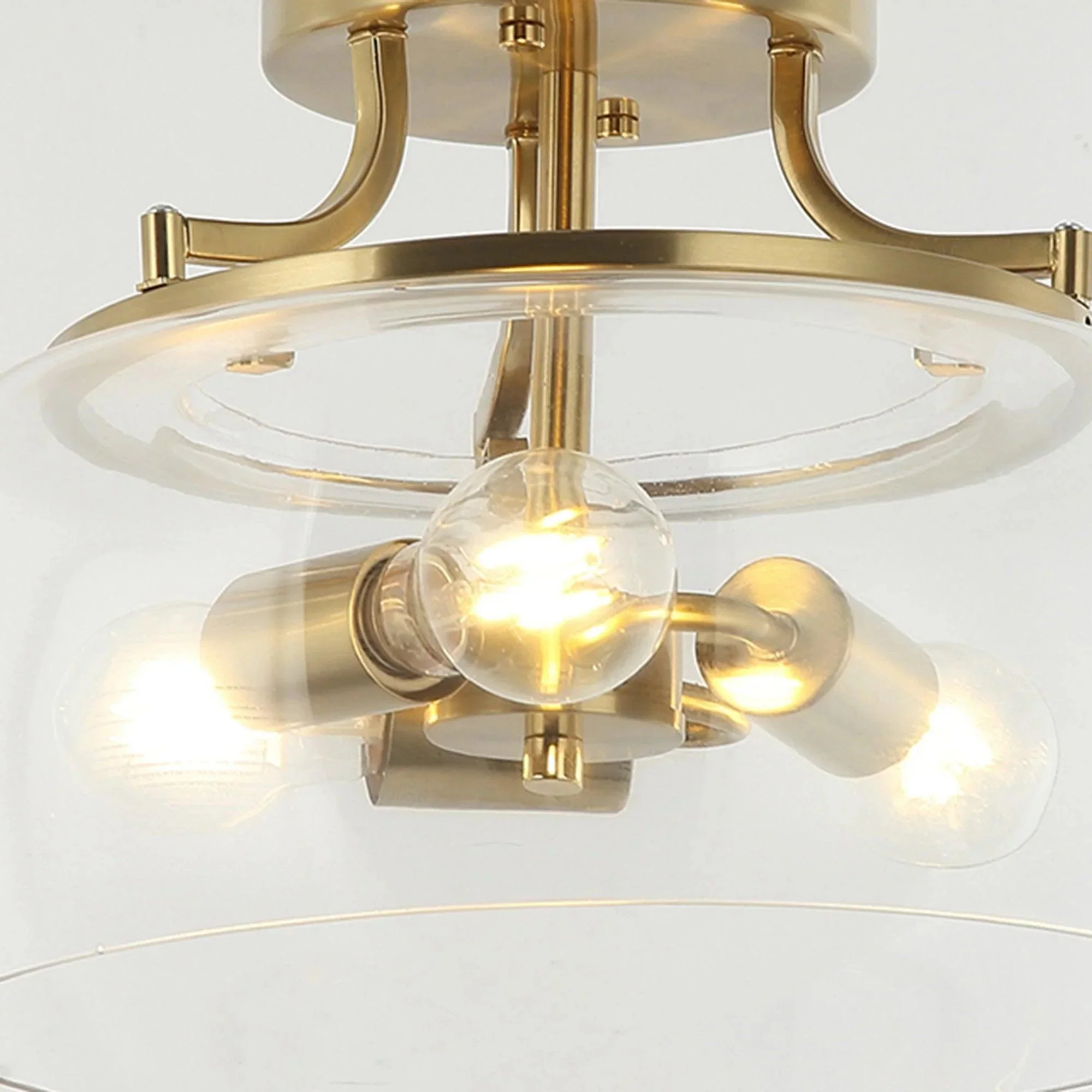 Parrot Uncle 13-Inch 3-Light Brass Gold Semi-Flush Mount Ceiling Light Fixture with Clear Glass Shade (C2273110V) - Image 7