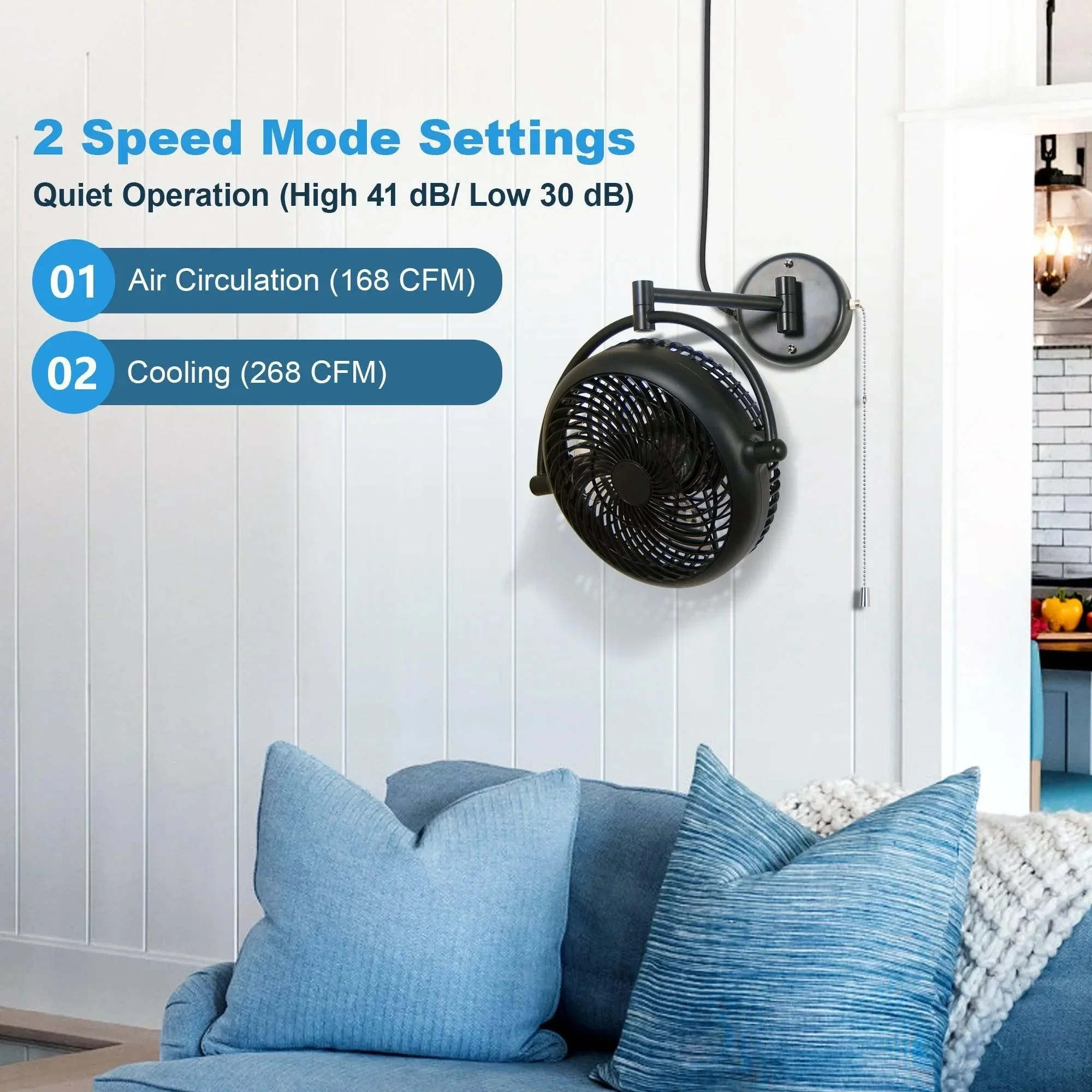 Parrot Uncle 13-Inch Industrial Bathroom Ceiling Fan with Pull Chain - Image 6