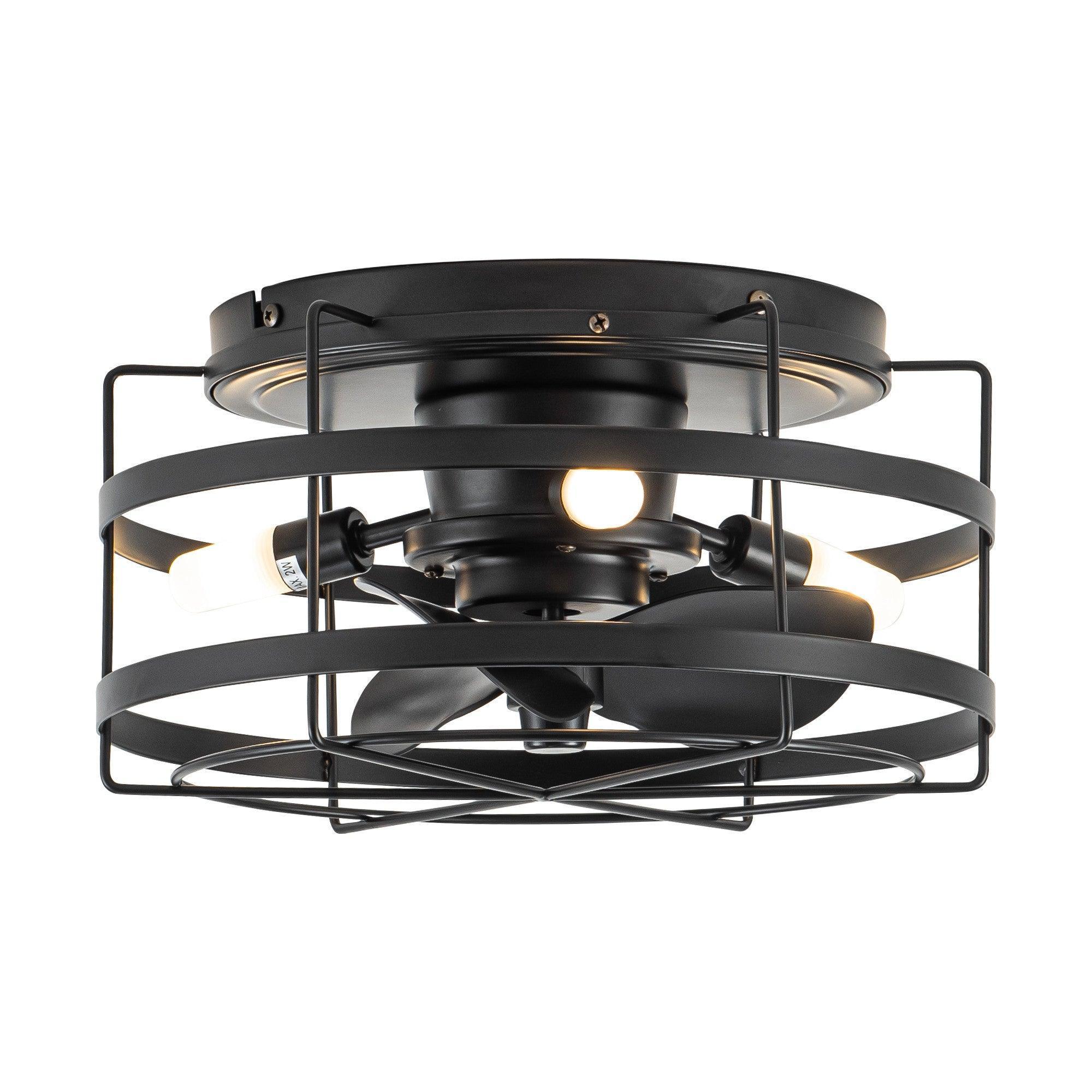 Parrot Uncle 13-Inch Madurai Farmhouse Flush Mount Reversible Ceiling Fan with Lighting and Remote Control (F8270BK110V) - Image 10