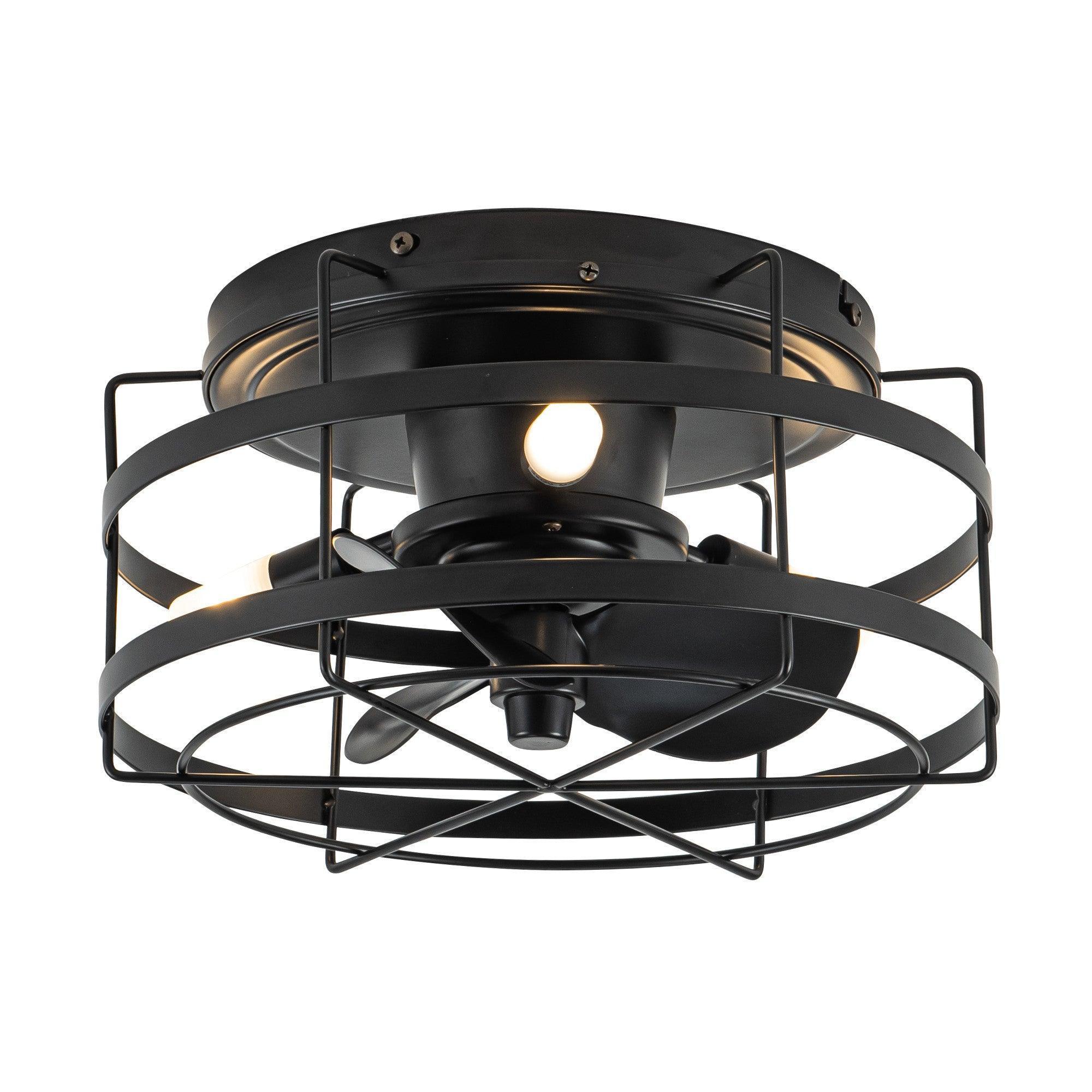Parrot Uncle 13-Inch Madurai Farmhouse Flush Mount Reversible Ceiling Fan with Lighting and Remote Control (F8270BK110V) - Image 13