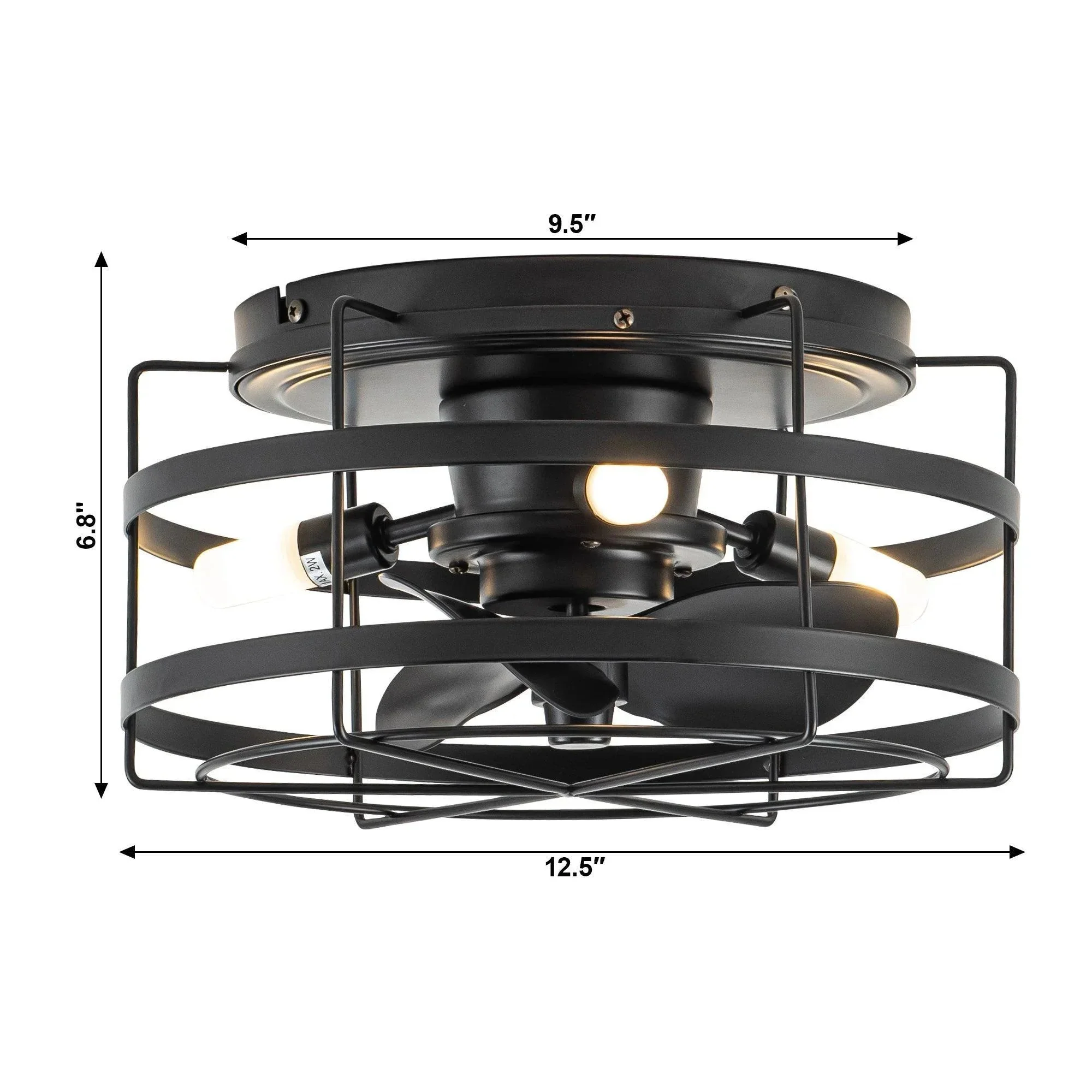 Parrot Uncle 13-Inch Madurai Farmhouse Flush Mount Reversible Ceiling Fan with Lighting and Remote Control (F8270BK110V) - Image 14