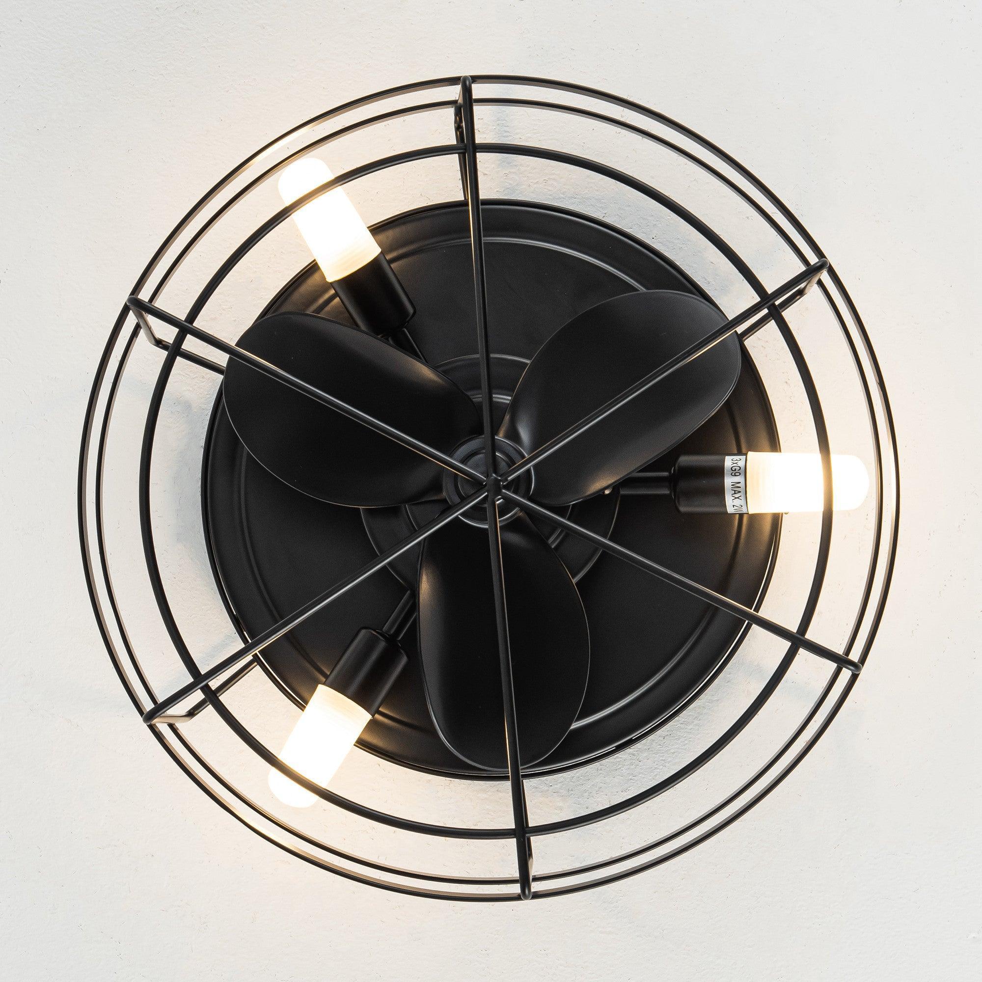 Parrot Uncle 13-Inch Madurai Farmhouse Flush Mount Reversible Ceiling Fan with Lighting and Remote Control (F8270BK110V) - Image 6