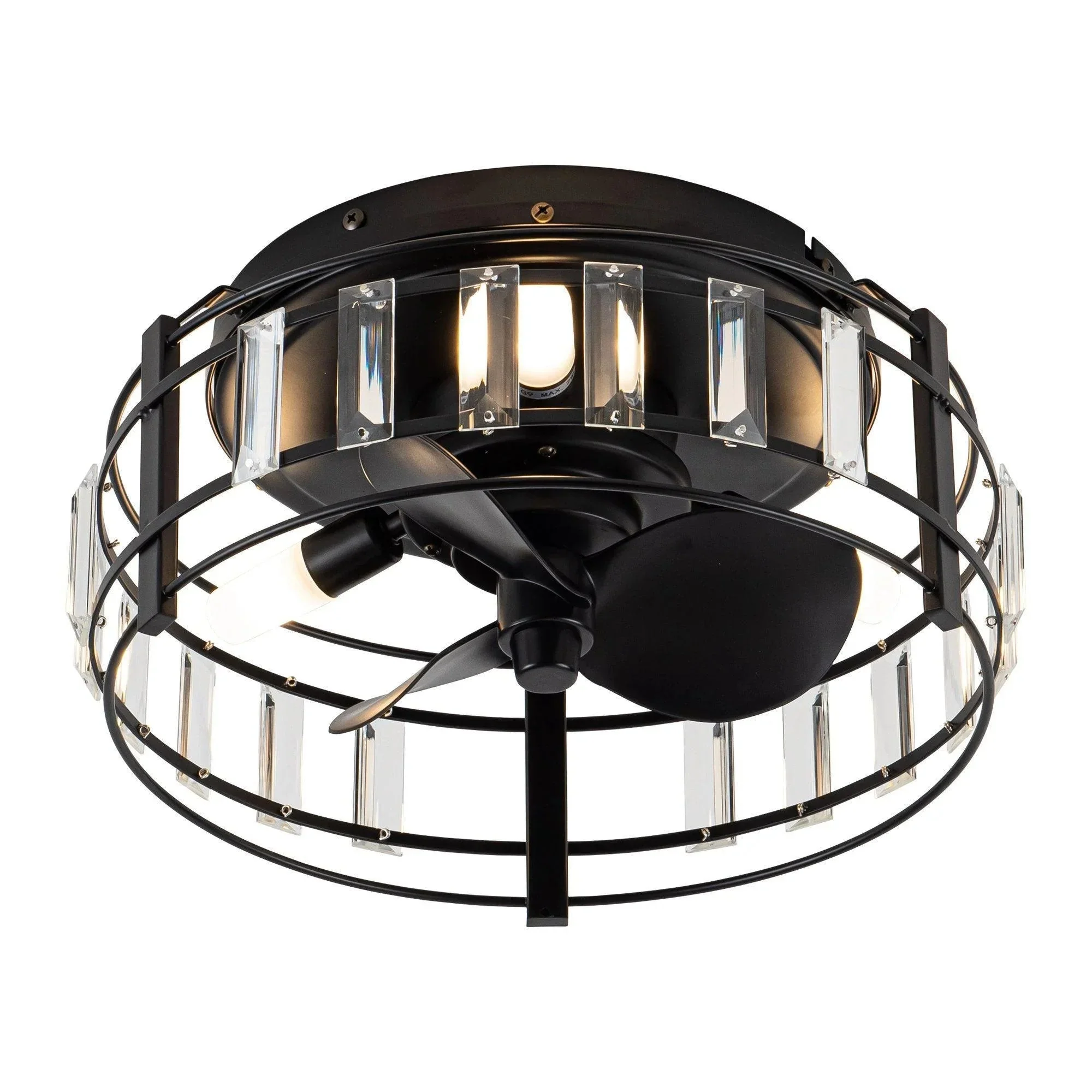 Parrot Uncle 13-Inch Modern DC Motor Flush Mount Reversible Crystal Ceiling Fan with Lighting and Remote Control (F8256110V) - Image 16