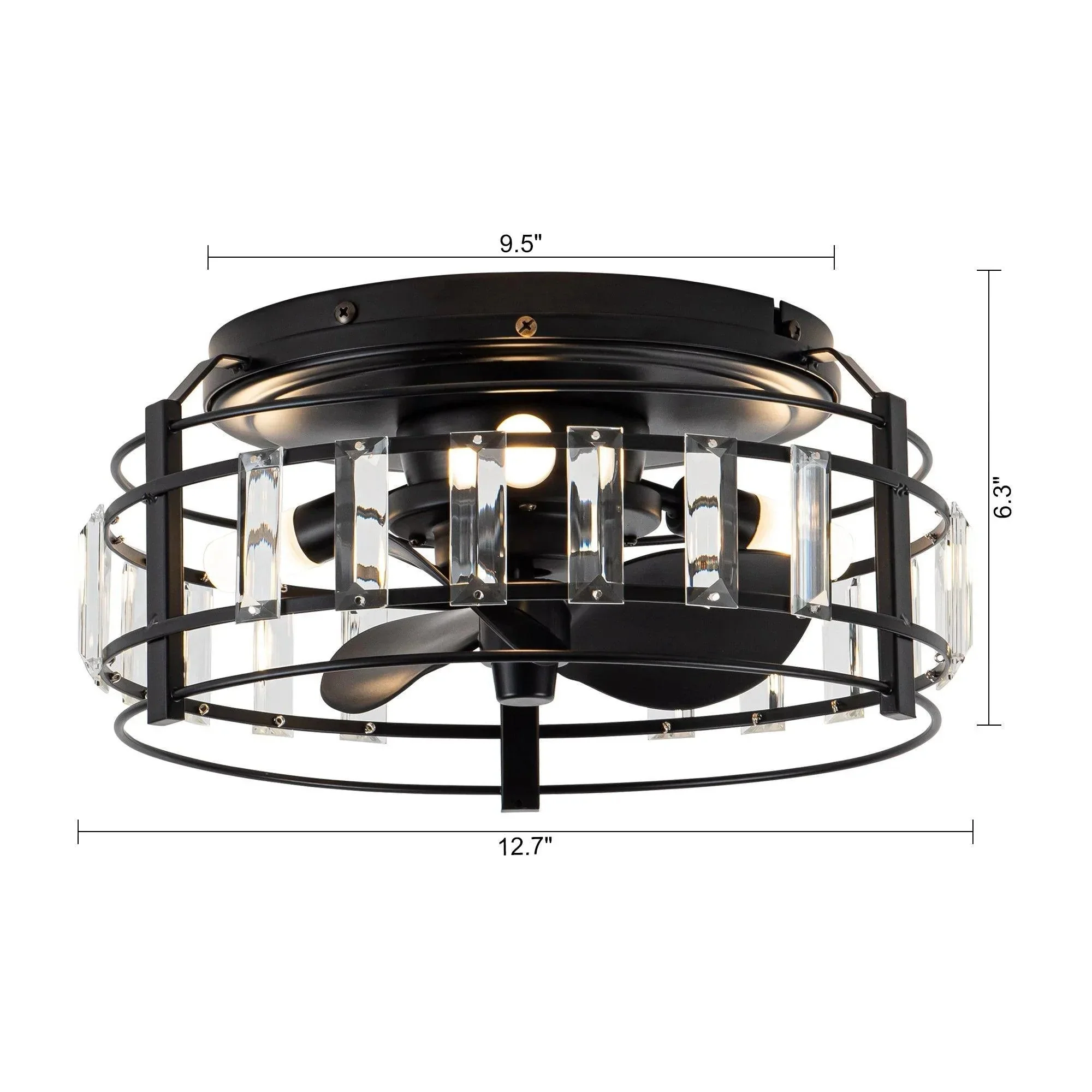 Parrot Uncle 13-Inch Modern DC Motor Flush Mount Reversible Crystal Ceiling Fan with Lighting and Remote Control (F8256110V) - Image 19