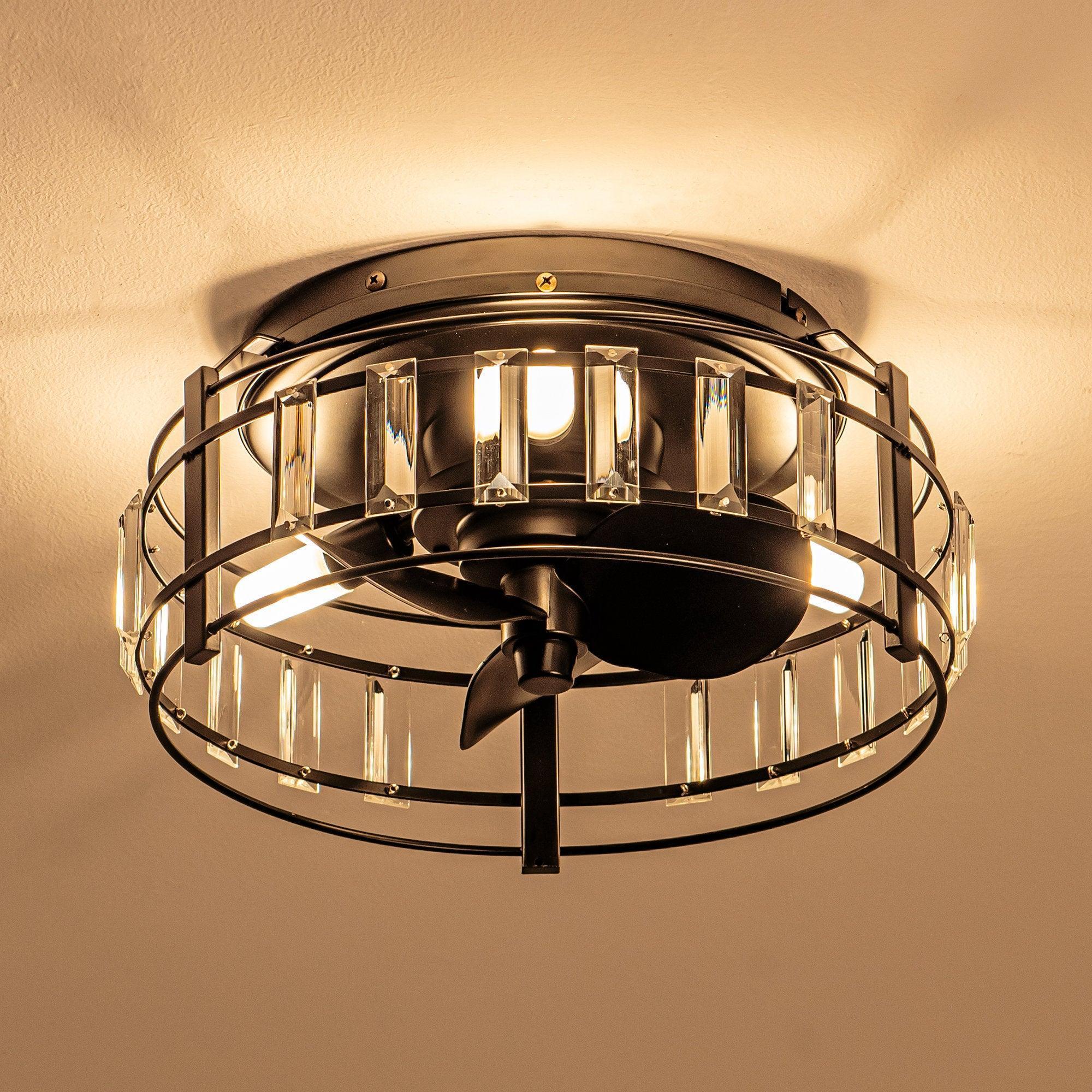 Parrot Uncle 13-Inch Modern DC Motor Flush Mount Reversible Crystal Ceiling Fan with Lighting and Remote Control (F8256110V) - Image 4