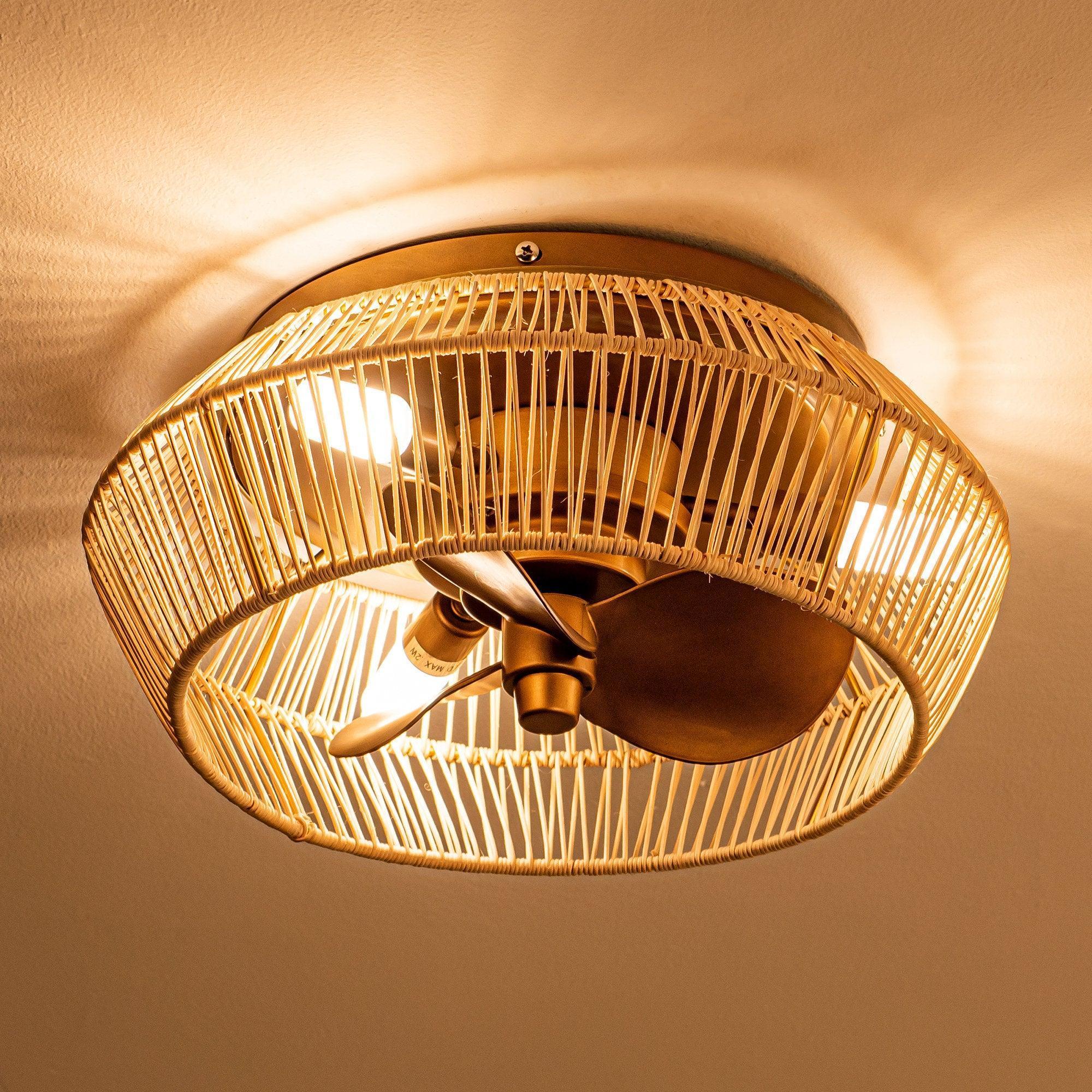 Parrot Uncle 14-Inch Farmhouse DC Motor Flush Mount Reversible Iron Ceiling Fan with LED Lighting and Remote Control (F8257110V) - Image 9