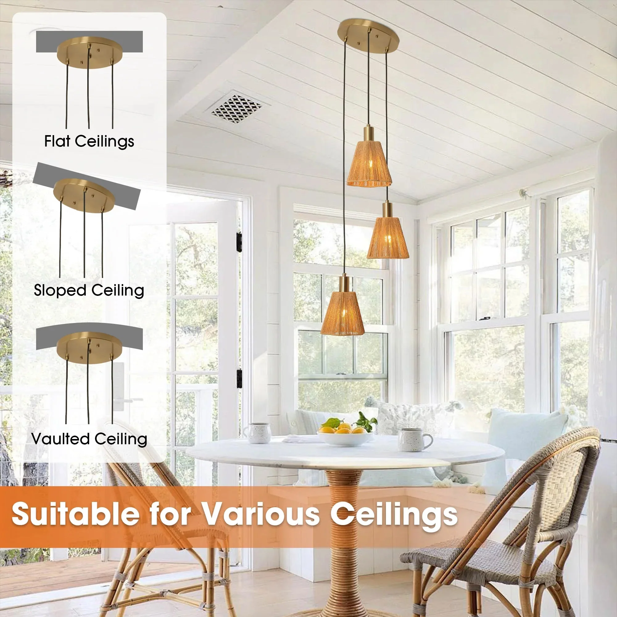 Parrot Uncle 15-Inch Merle 3-Light Island Pendant Light (D3016) - Image 10