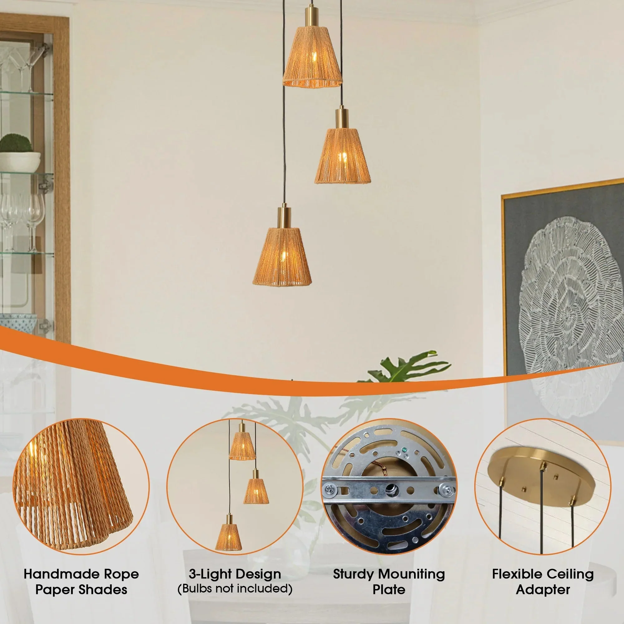Parrot Uncle 15-Inch Merle 3-Light Island Pendant Light (D3016) - Image 11