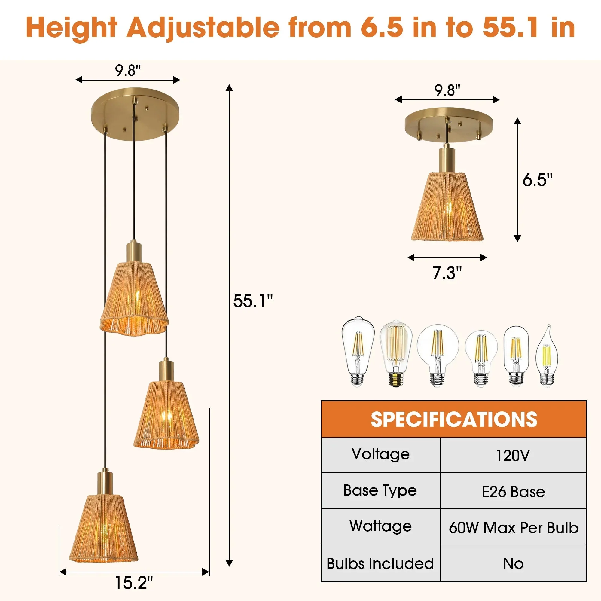 Parrot Uncle 15-Inch Merle 3-Light Island Pendant Light (D3016) - Image 9
