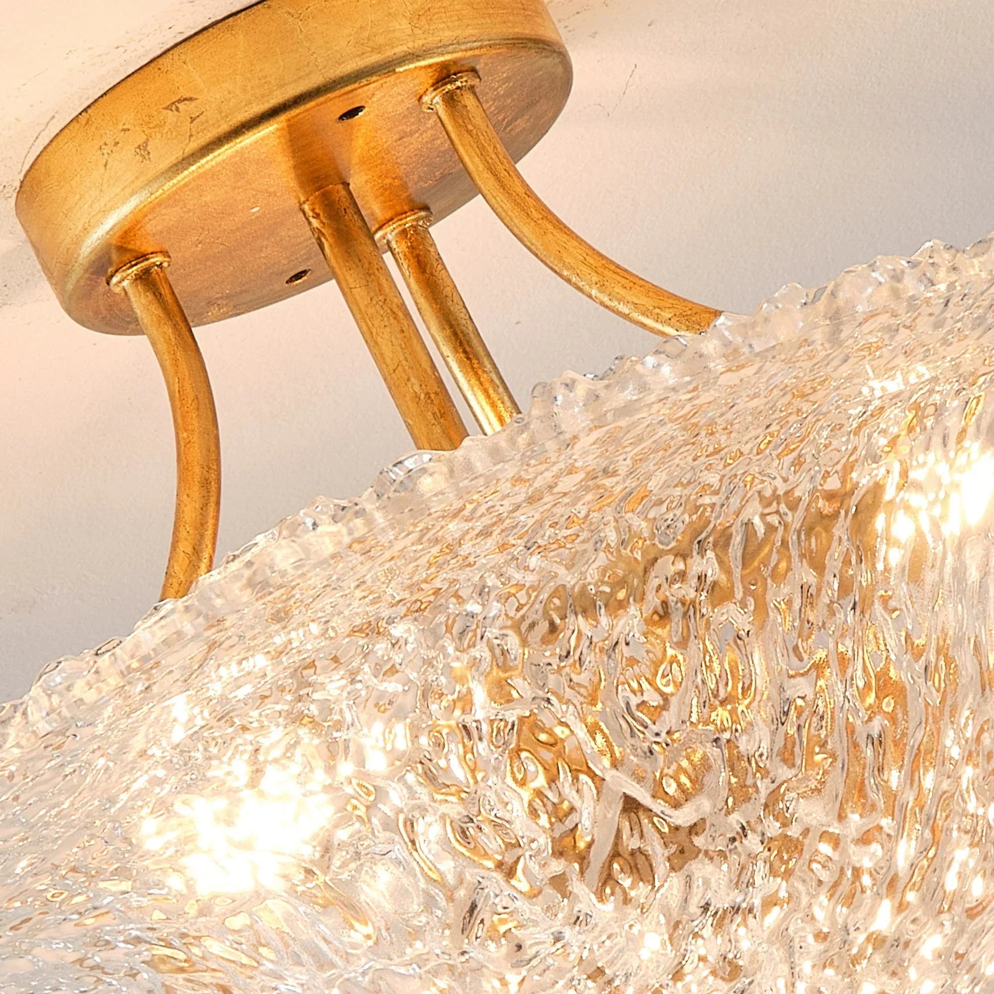 Parrot Uncle 16-Inch Page 3-Light Vintage Golden Semi-Flush Mount Ceiling Light (BBC3003GD) - Image 8