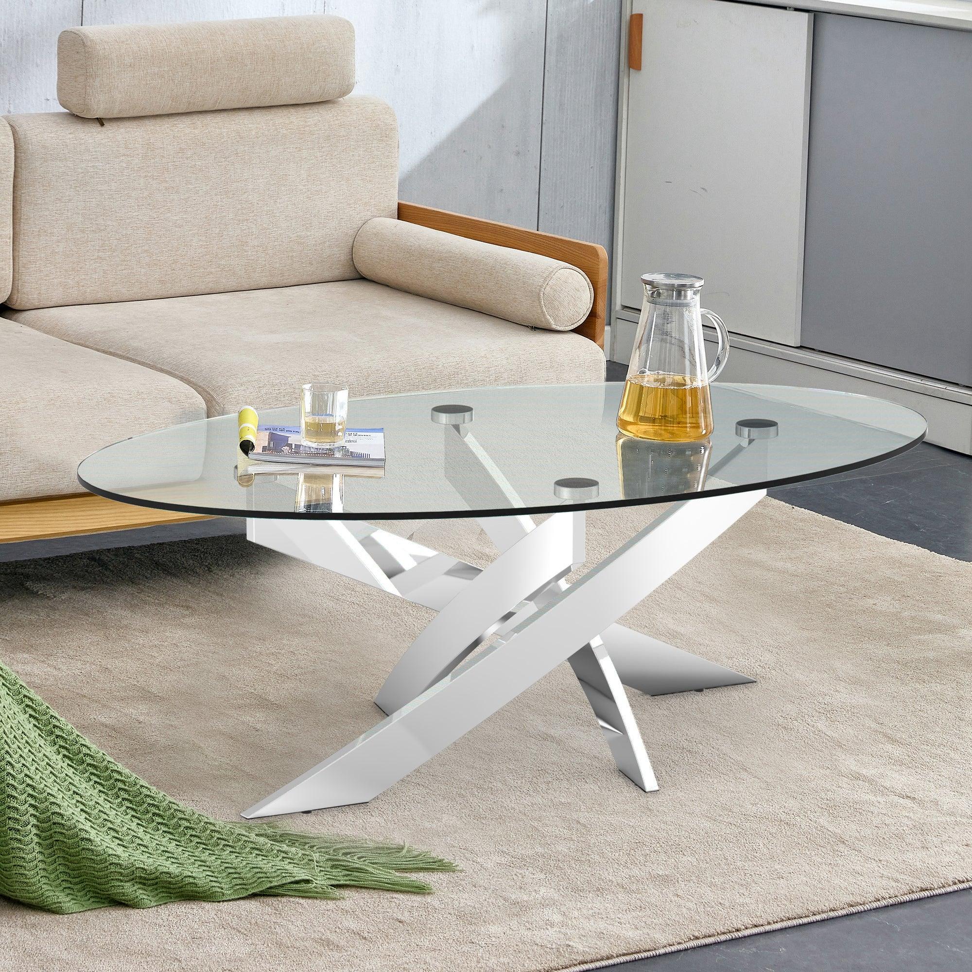 Parrot Uncle 17-Inch H Contemporary Glass Coffee Table in Living Room, Bedroom (CM4241C-PU) - Image 4