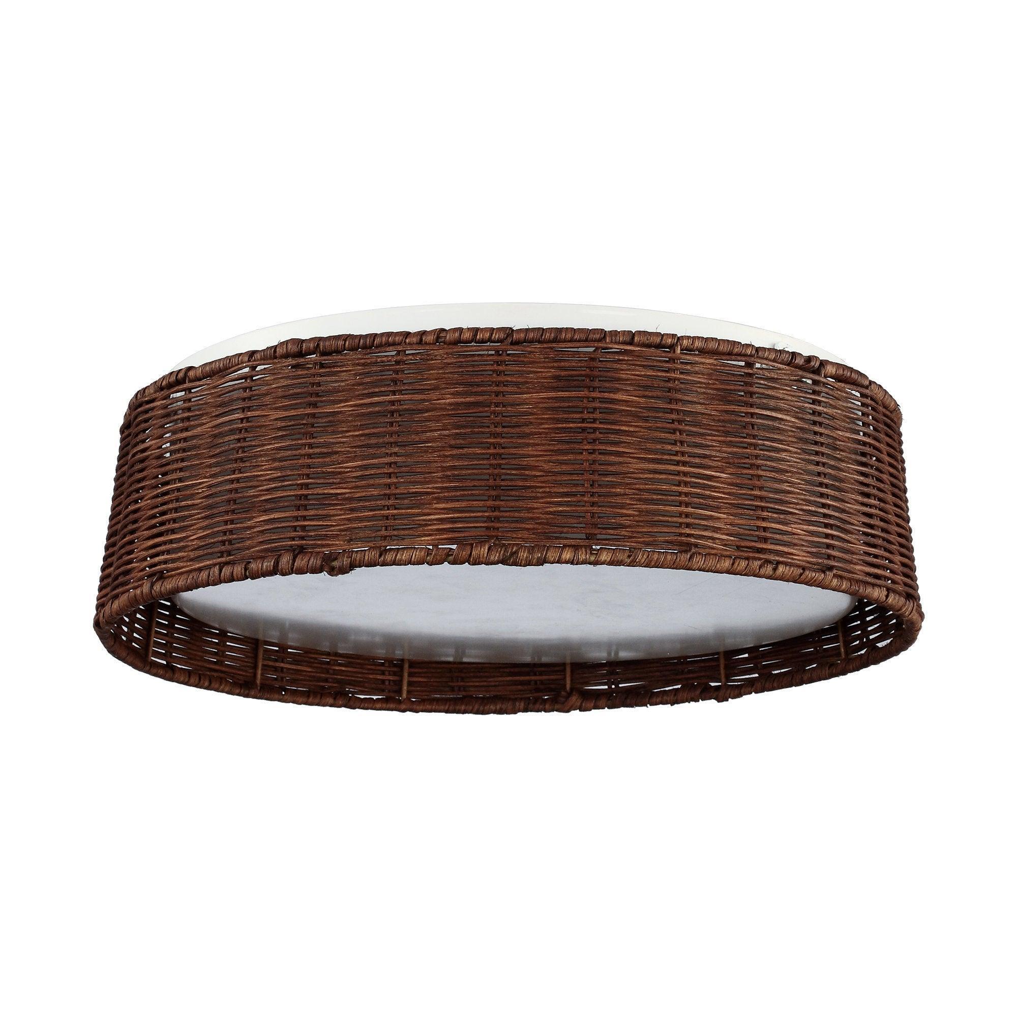 Parrot Uncle 16.5-Inch Traditional Brown Rattan Flush Mount Lighting with LED (A566501QE110V) - Image 4
