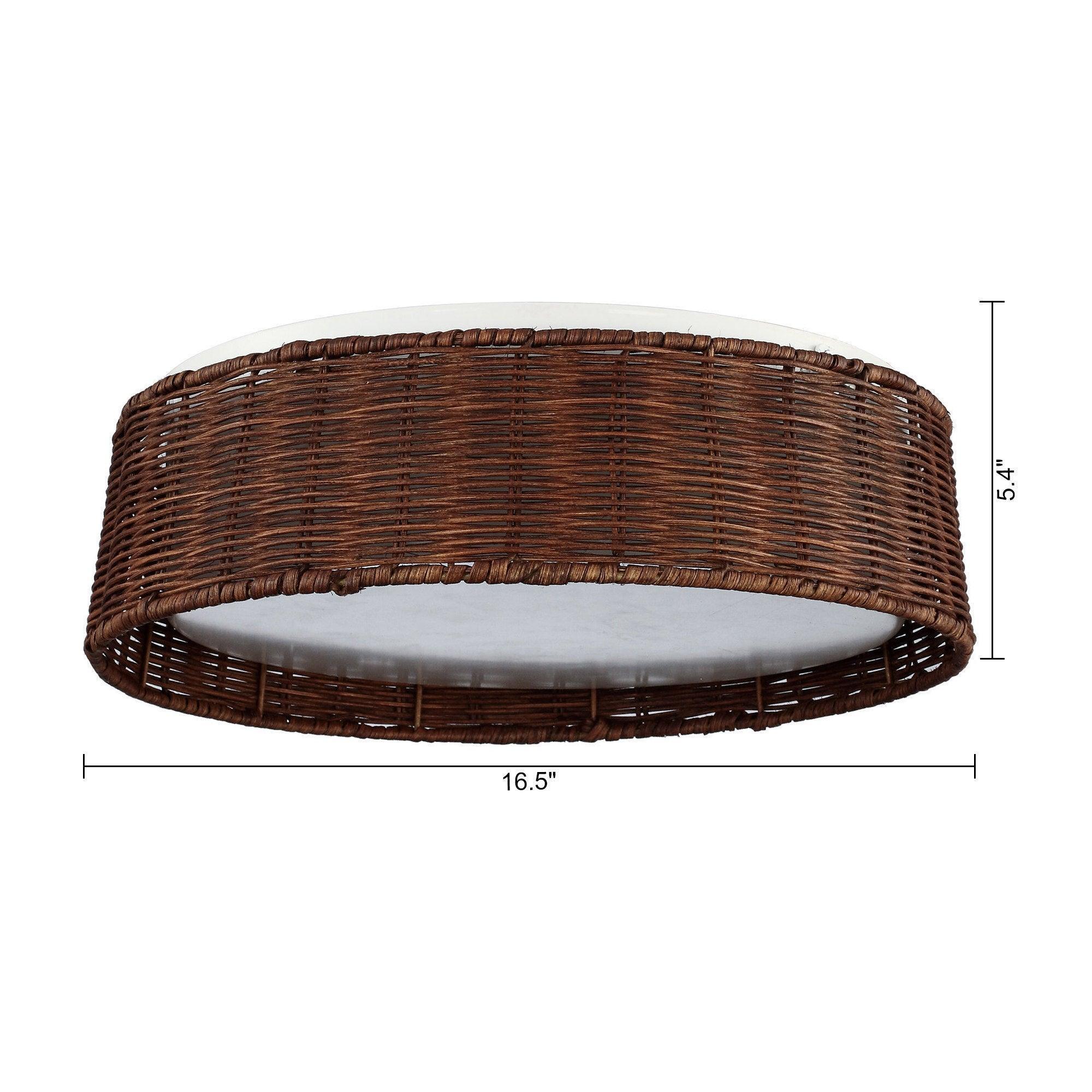 Parrot Uncle 16.5-Inch Traditional Brown Rattan Flush Mount Lighting with LED (A566501QE110V) - Image 8