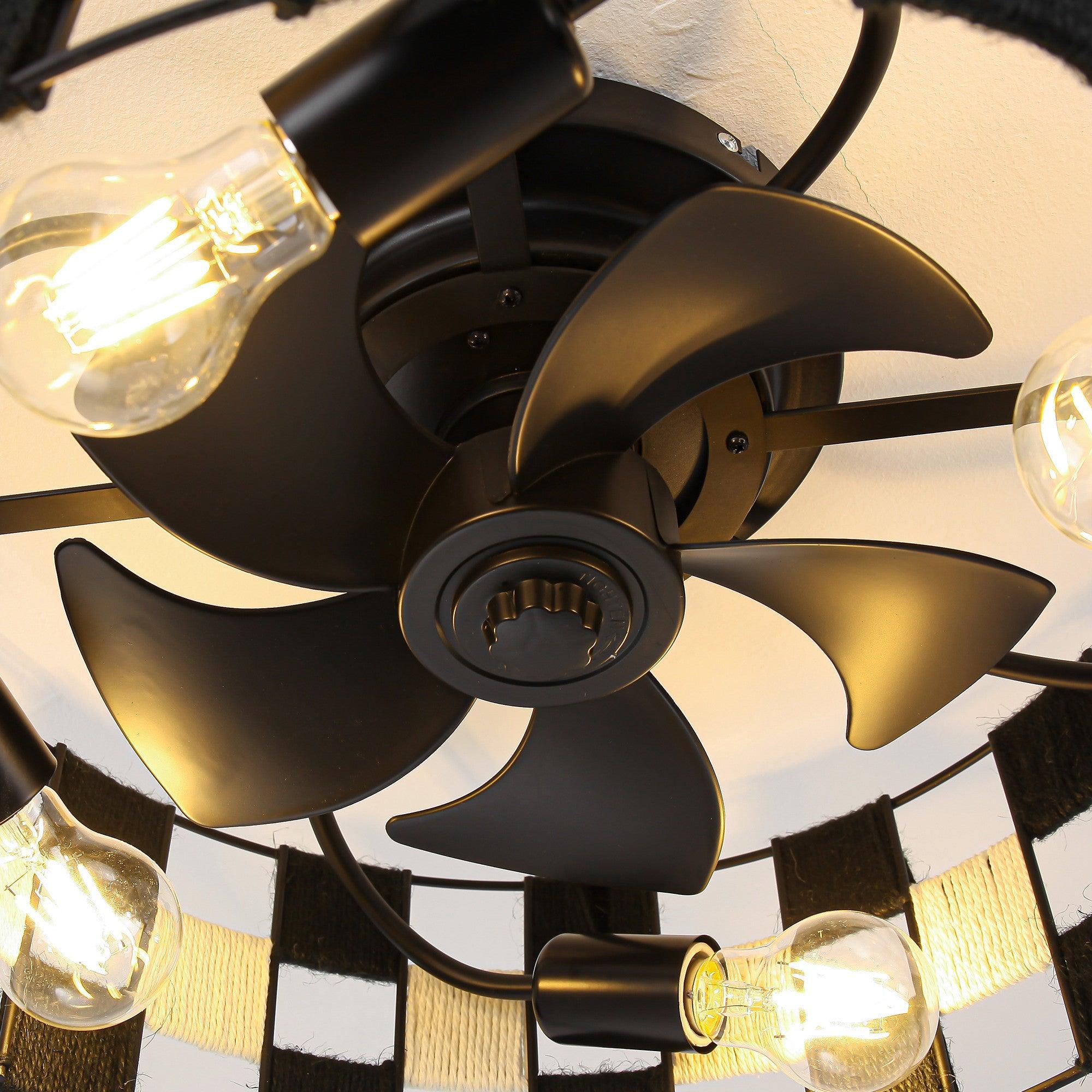 Parrot Uncle 18-Inch Black Industrial Flush Mount Ceiling Fan with Light APP and Remote Control (BBF3004) - Image 10