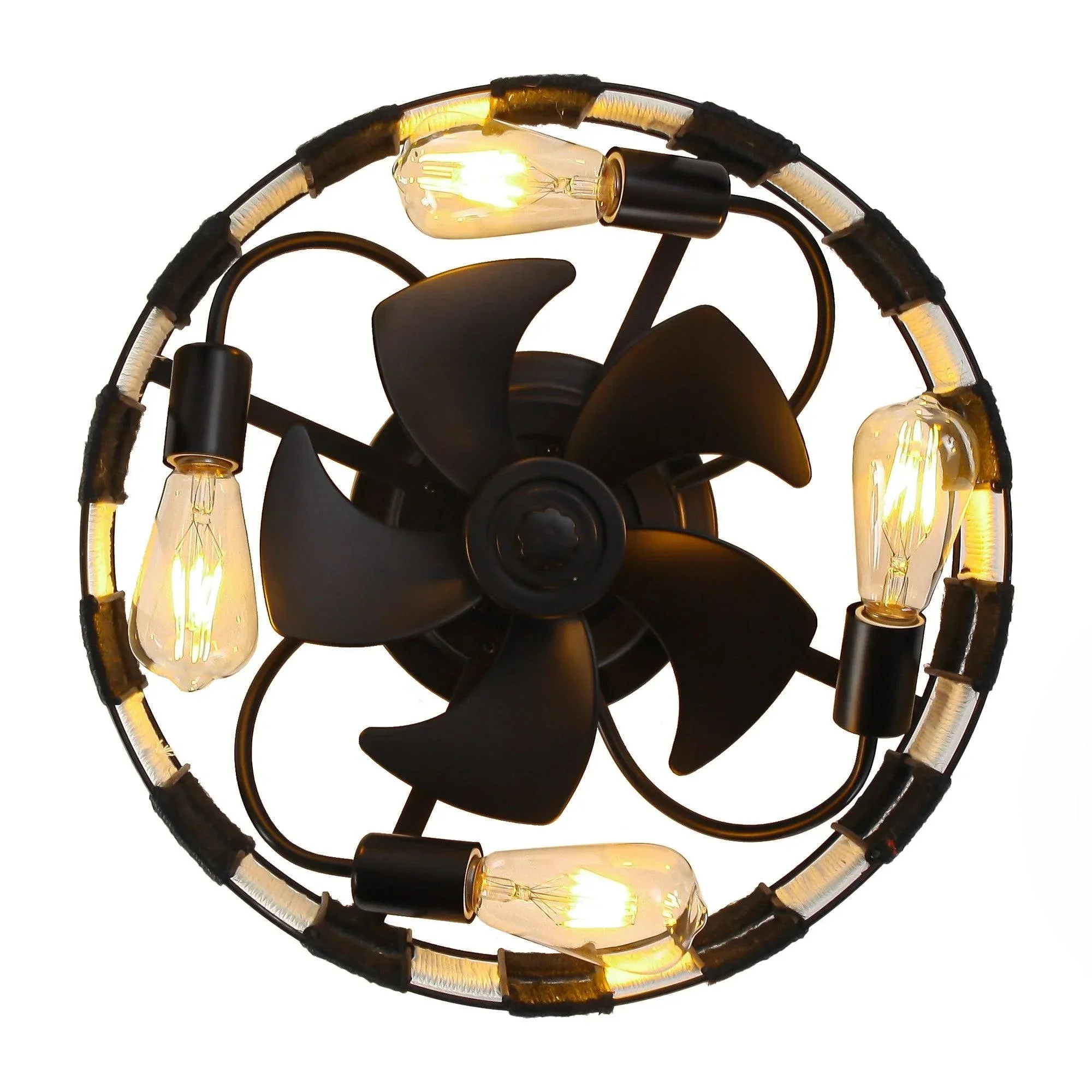 Parrot Uncle 18-Inch Black Industrial Flush Mount Ceiling Fan with Light APP and Remote Control (BBF3004) - Image 12
