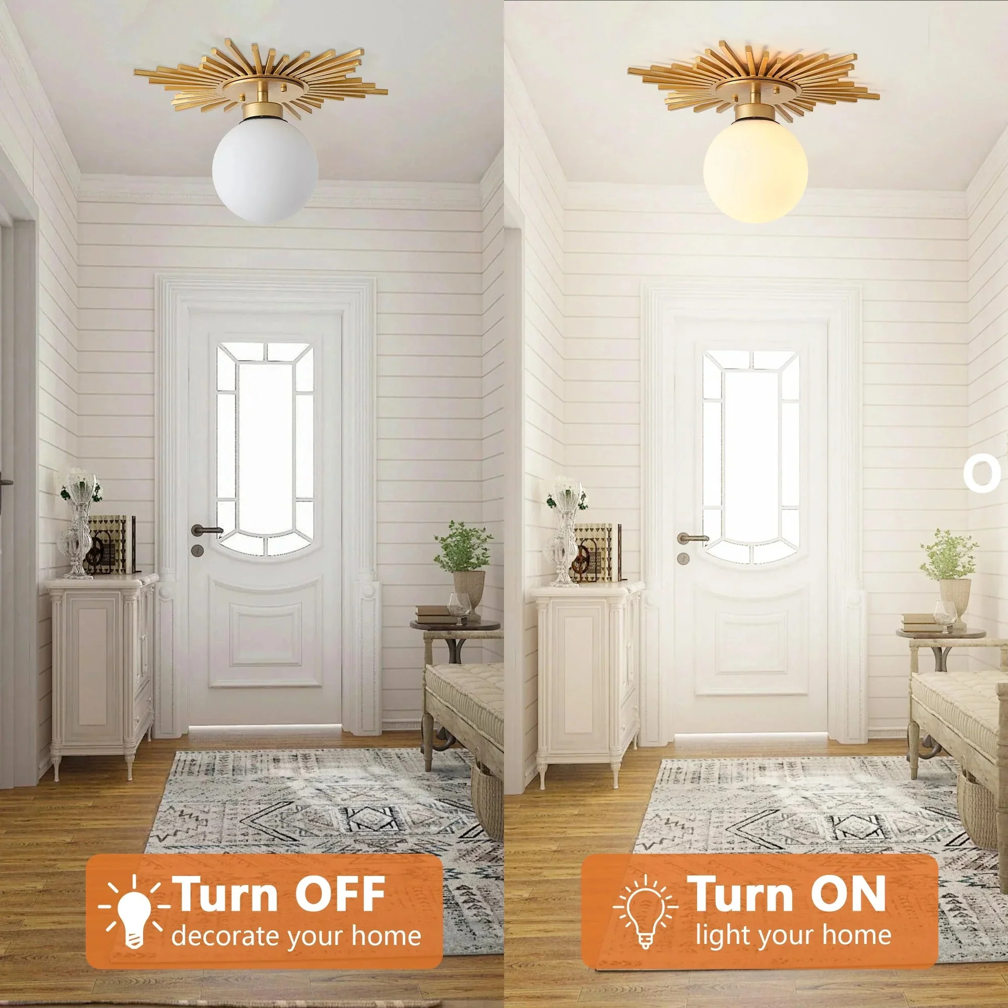 Parrot Uncle 18-Inch Iris 1-Light Golden Semi-Flush Mount Ceiling Light (BBC3008) - Image 6