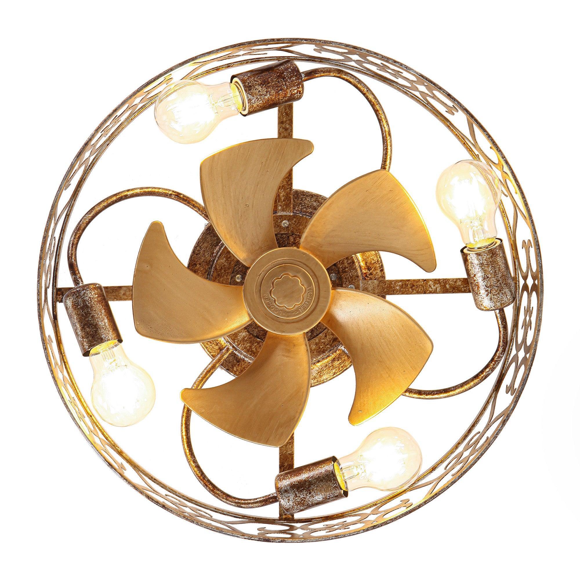 Parrot Uncle 18-Inch Vintage Distressed Golden Industrial Flush Mount Ceiling Fan with Light APP and Remote Control (BBF3008) - Image 14