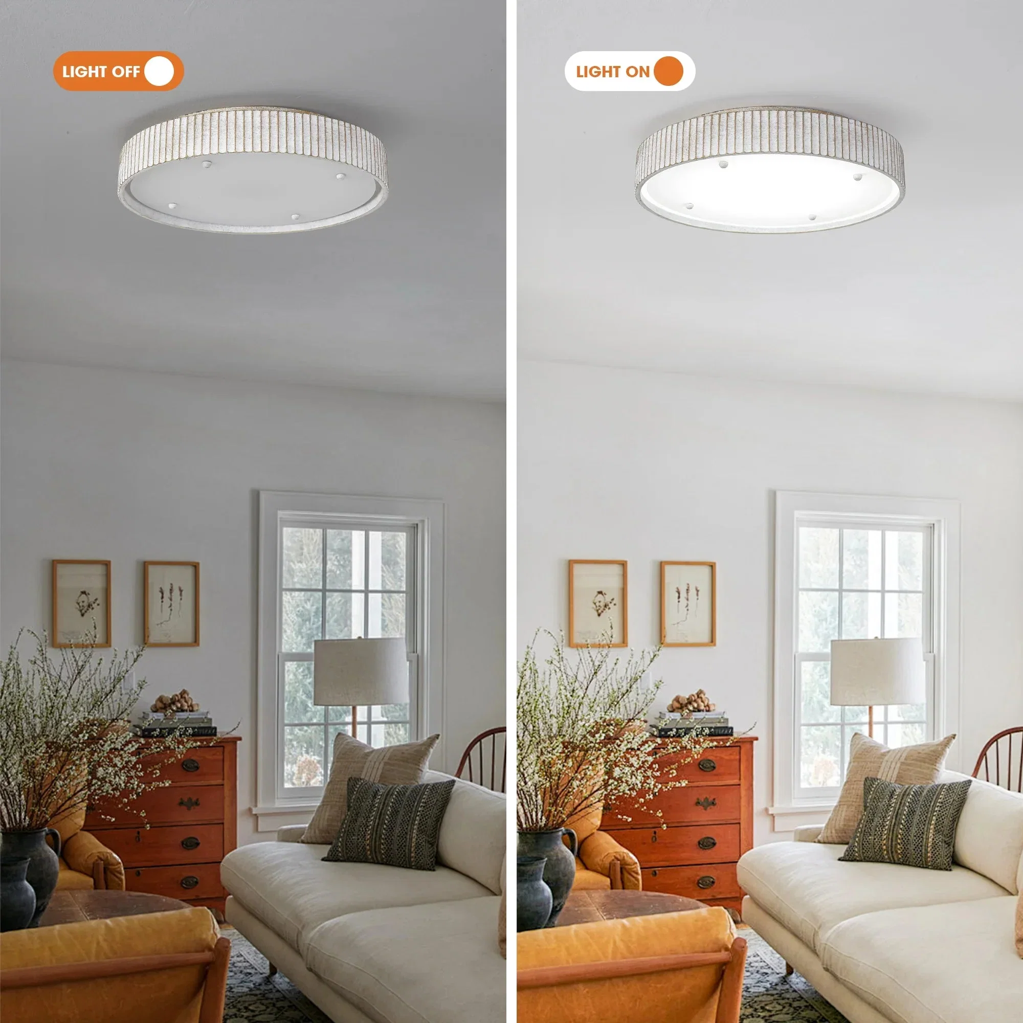 Parrot Uncle 18-Inch White Modern Flush Mount LED Light (BBD3012) - Image 5