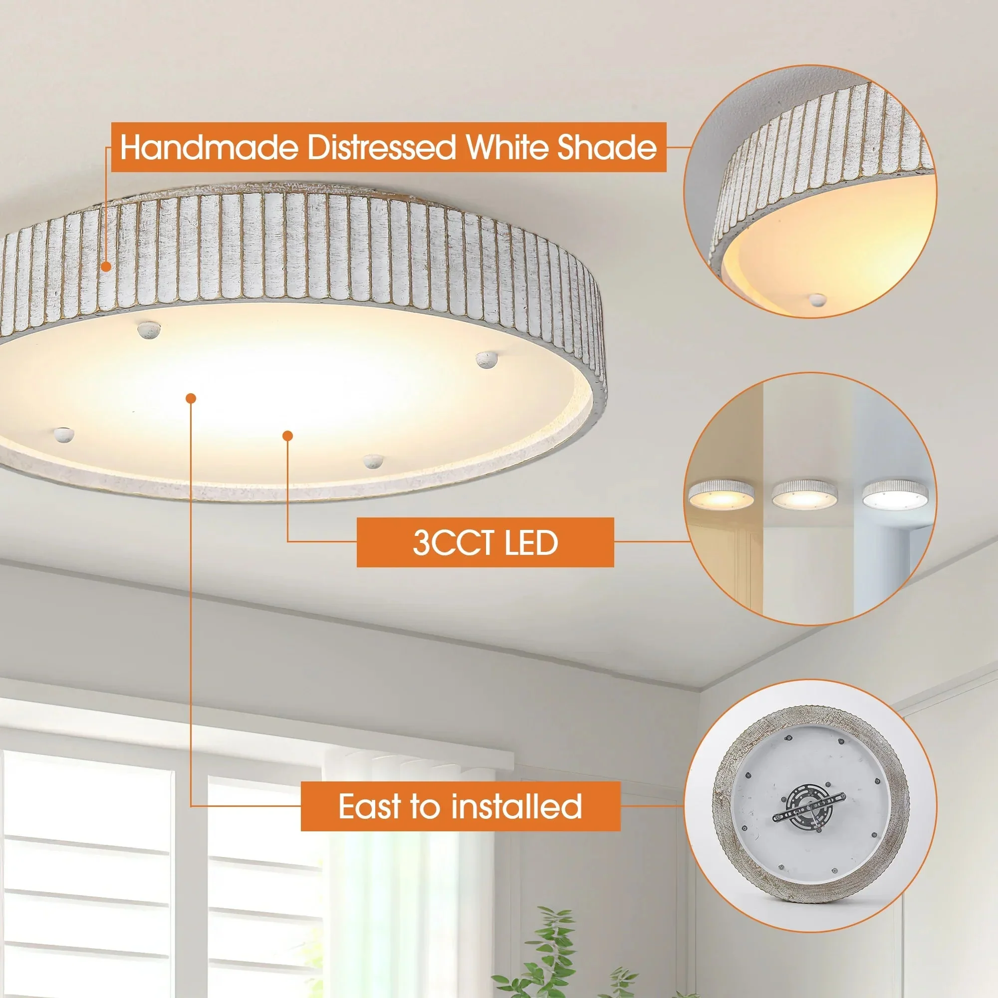 Parrot Uncle 18-Inch White Modern Flush Mount LED Light (BBD3012) - Image 6
