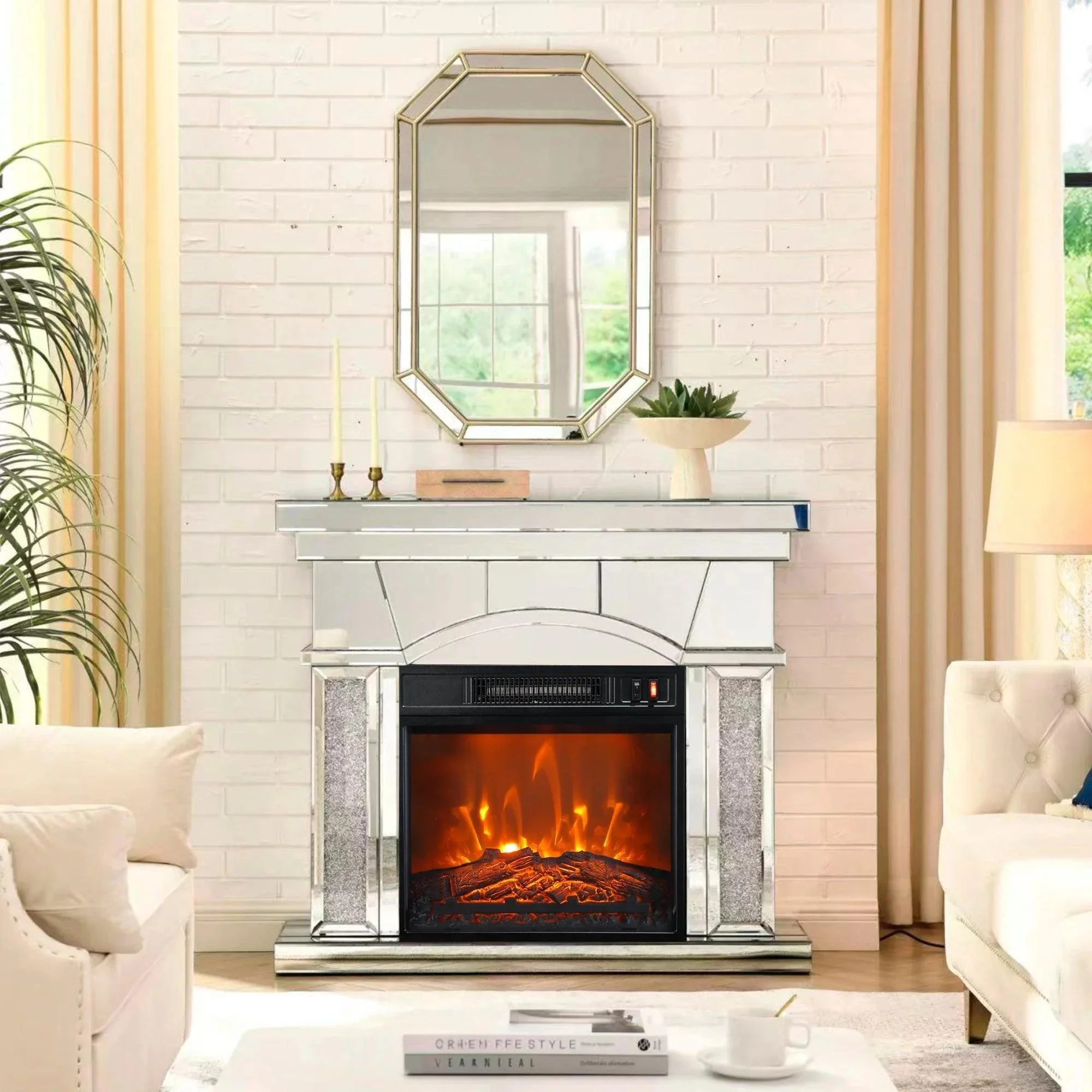 Parrot Uncle 18-Inch Modern Black Insert Electric Fireplace with Remote Control (BBSF105-18C) - Image 5