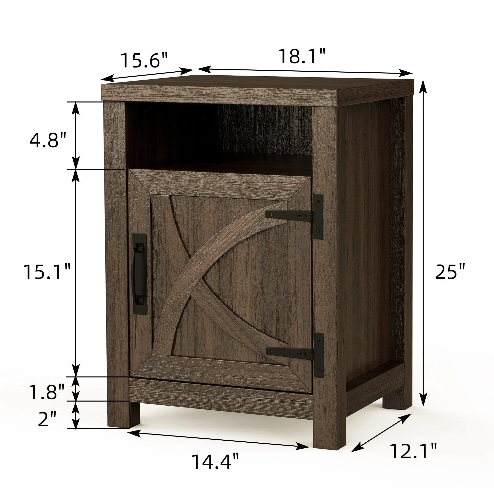 Parrot Uncle 18-Inch Solid Wood Farmhouse Nightstand for Bedroom in Brown or Grey or White - Image 10
