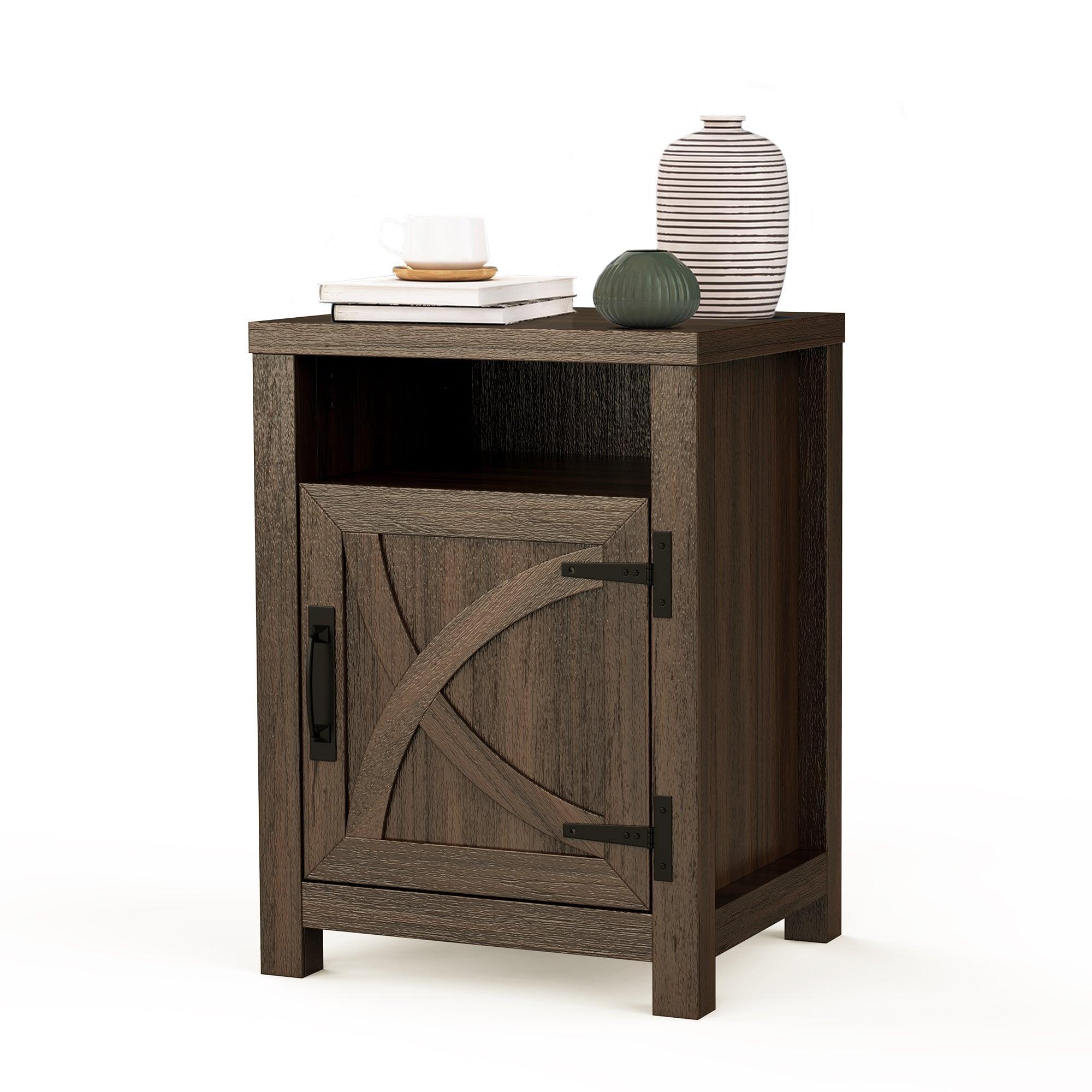 Parrot Uncle 18-Inch Solid Wood Farmhouse Nightstand for Bedroom in Brown or Grey or White - Image 12
