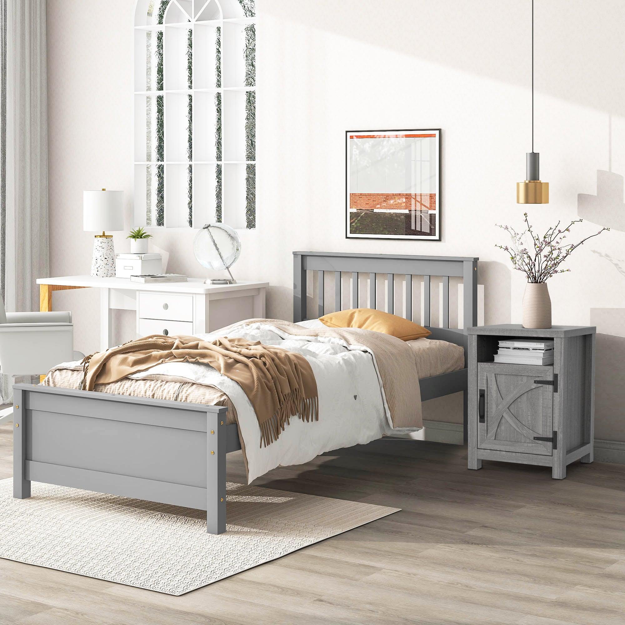Parrot Uncle 18-Inch Solid Wood Farmhouse Nightstand for Bedroom in Brown or Grey or White - Image 17