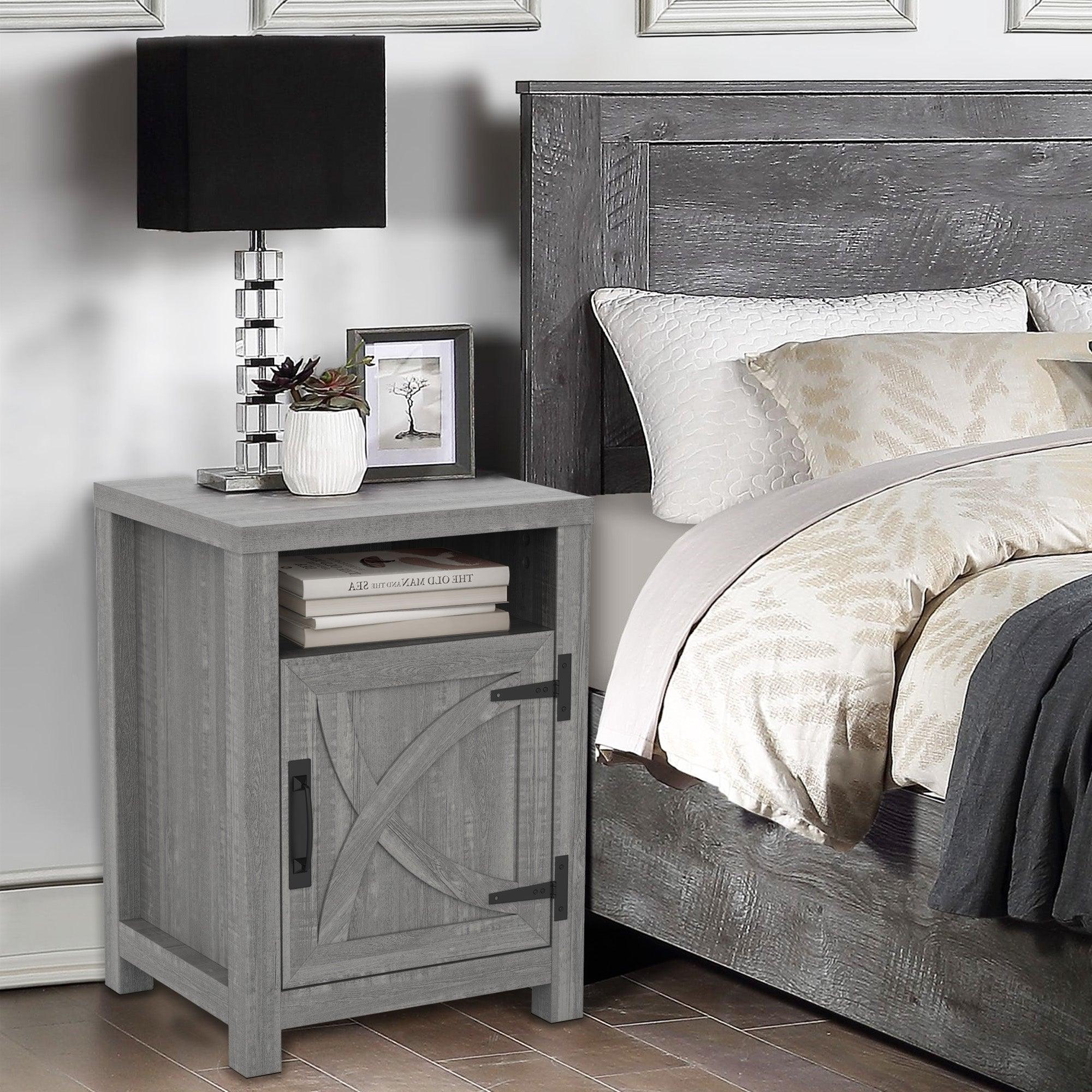 Parrot Uncle 18-Inch Solid Wood Farmhouse Nightstand for Bedroom in Brown or Grey or White - Image 19