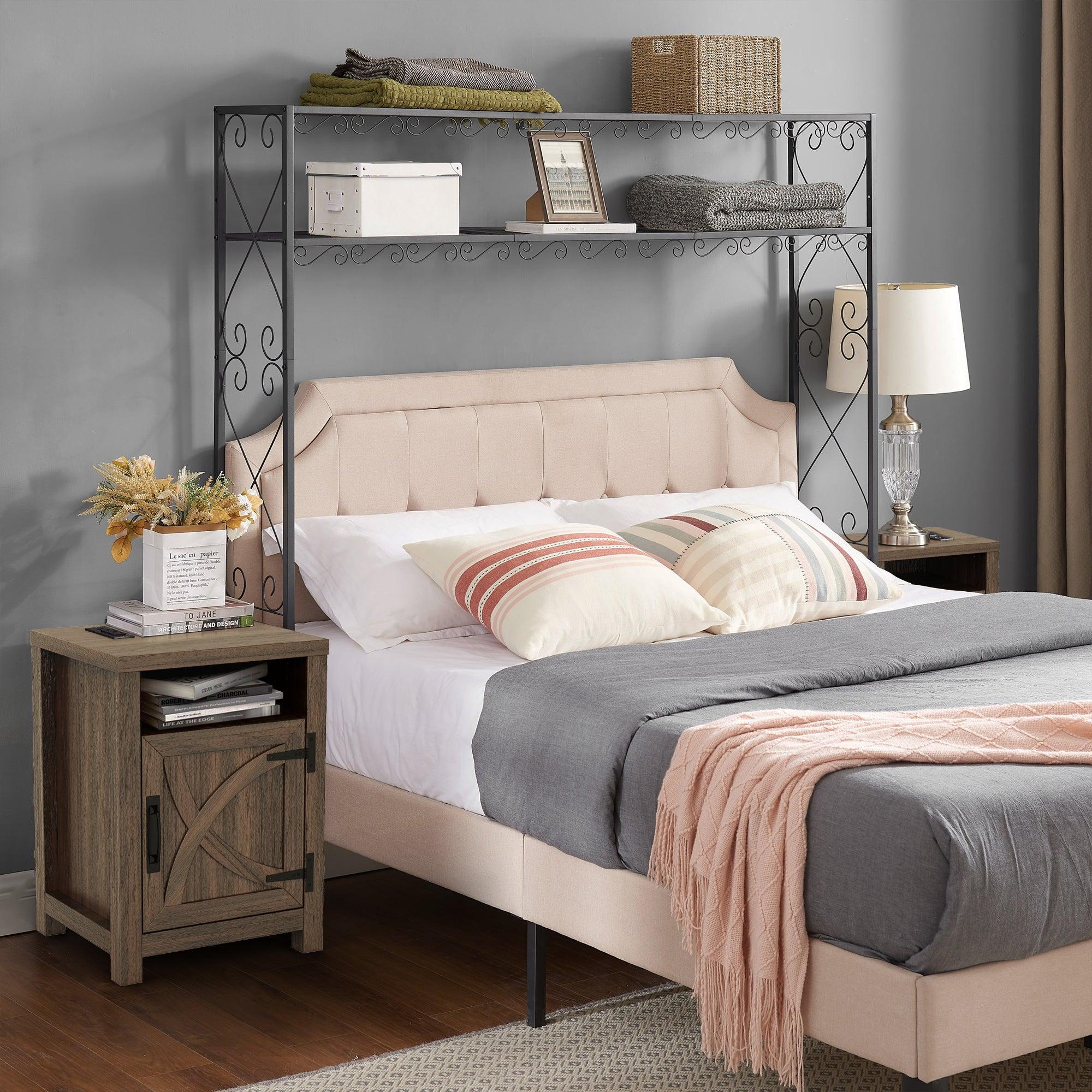 Parrot Uncle 18-Inch Solid Wood Farmhouse Nightstand for Bedroom in Brown or Grey or White - Image 2