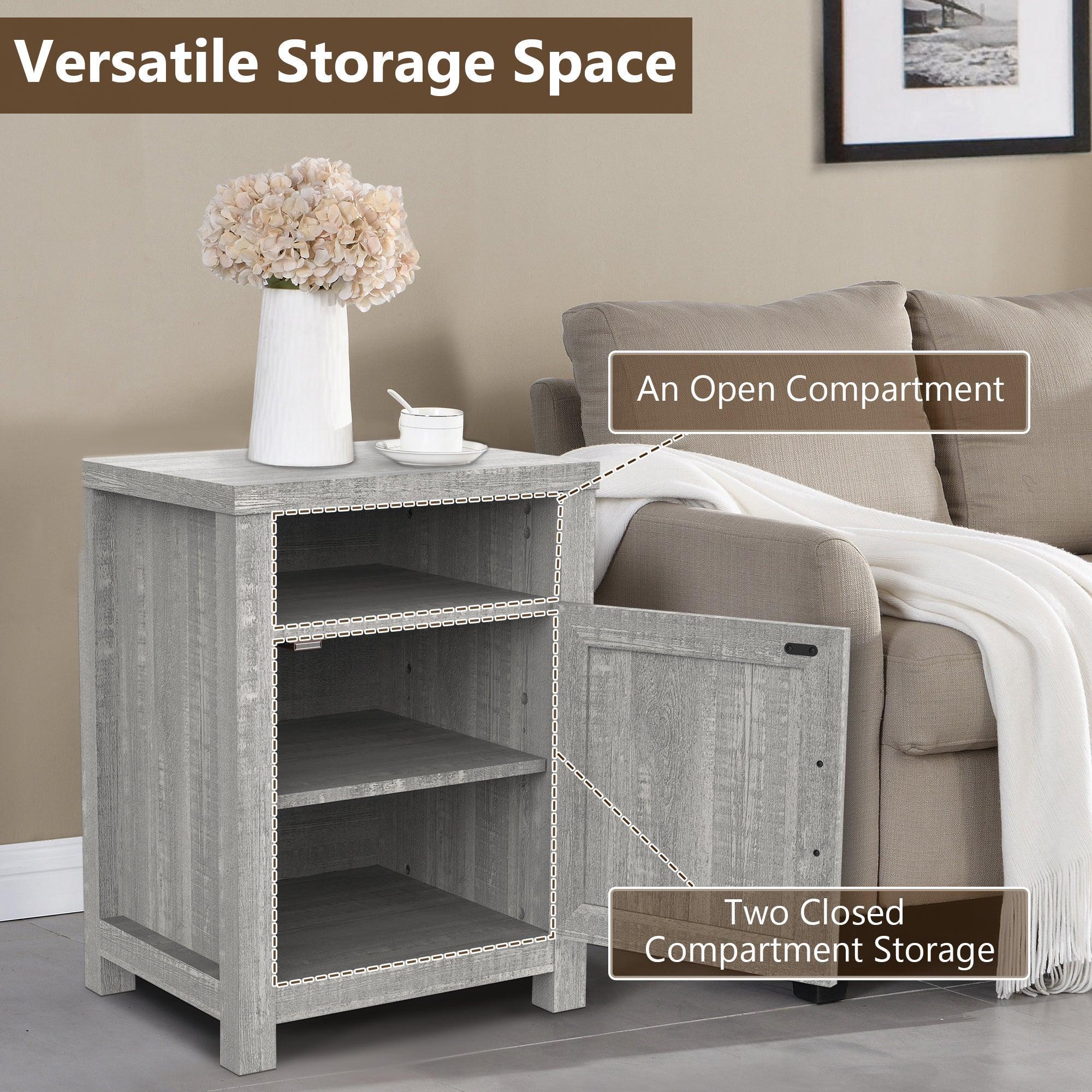 Parrot Uncle 18-Inch Solid Wood Farmhouse Nightstand for Bedroom in Brown or Grey or White - Image 22