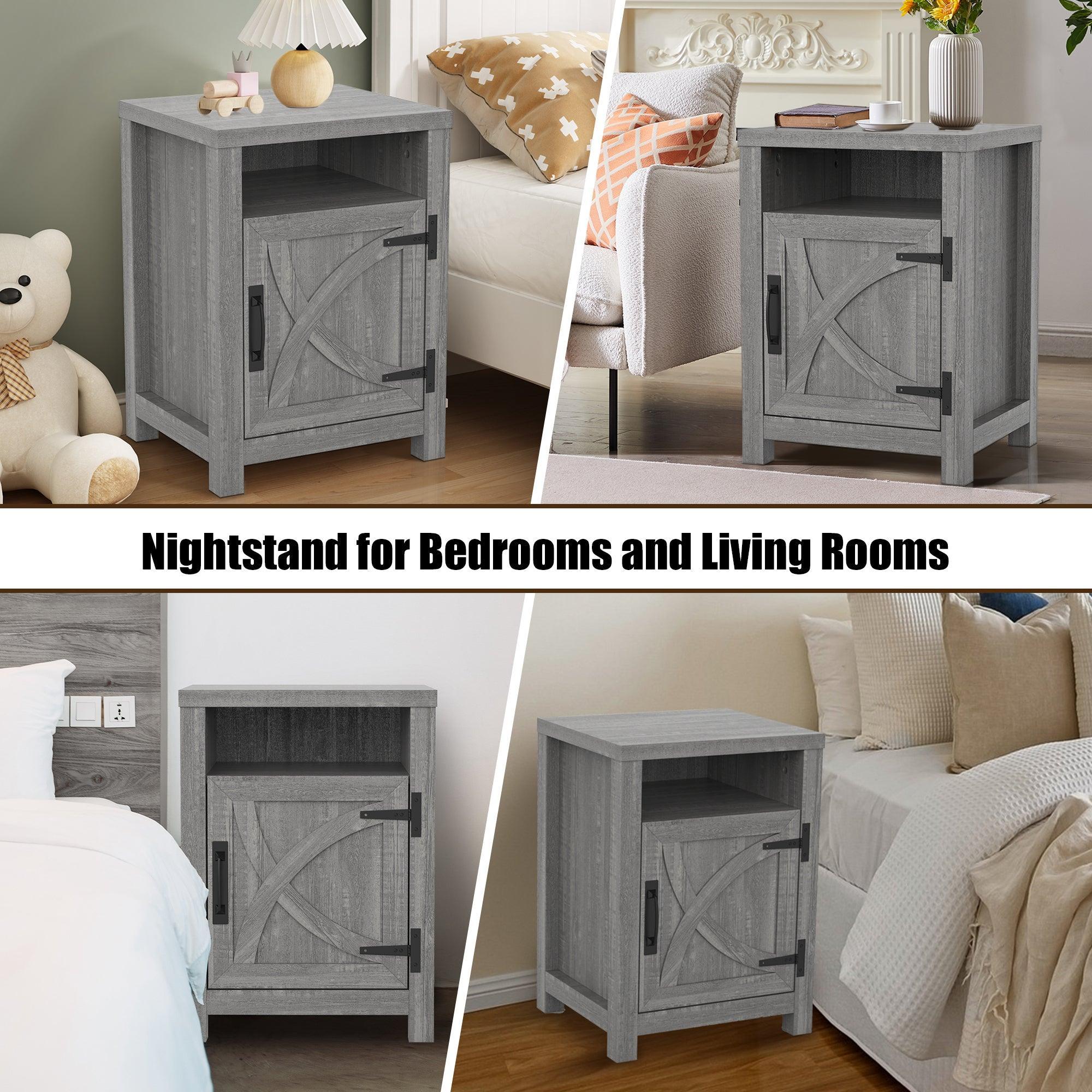Parrot Uncle 18-Inch Solid Wood Farmhouse Nightstand for Bedroom in Brown or Grey or White - Image 24