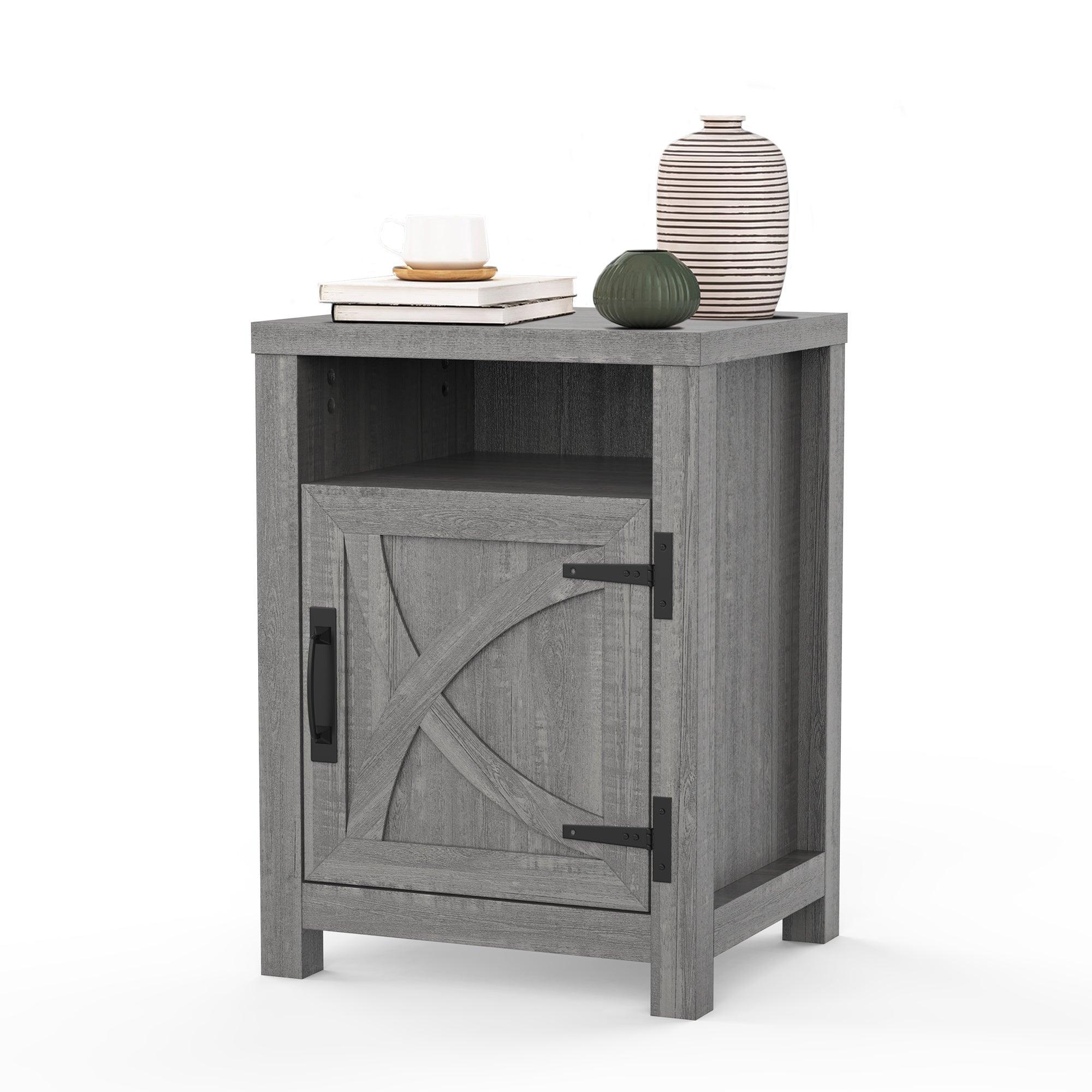 Parrot Uncle 18-Inch Solid Wood Farmhouse Nightstand for Bedroom in Brown or Grey or White - Image 27