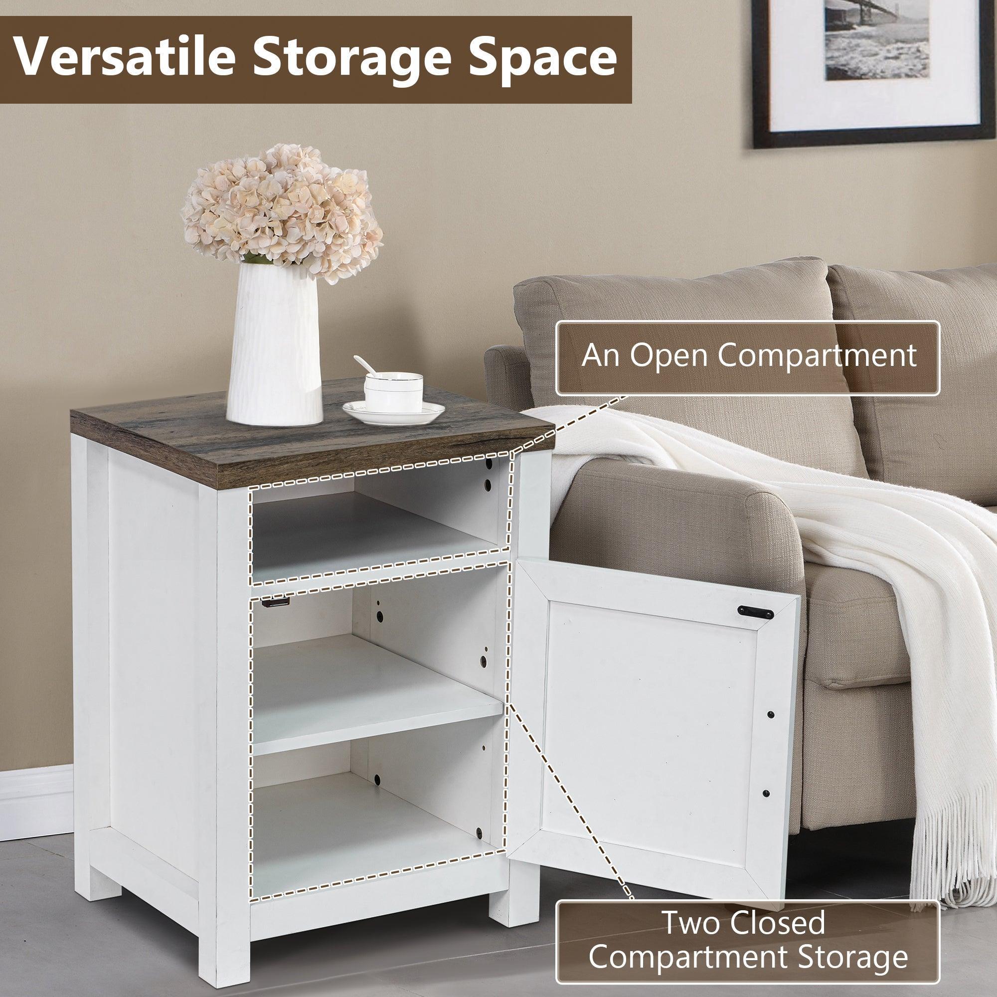 Parrot Uncle 18-Inch Solid Wood Farmhouse Nightstand for Bedroom in Brown or Grey or White - Image 37
