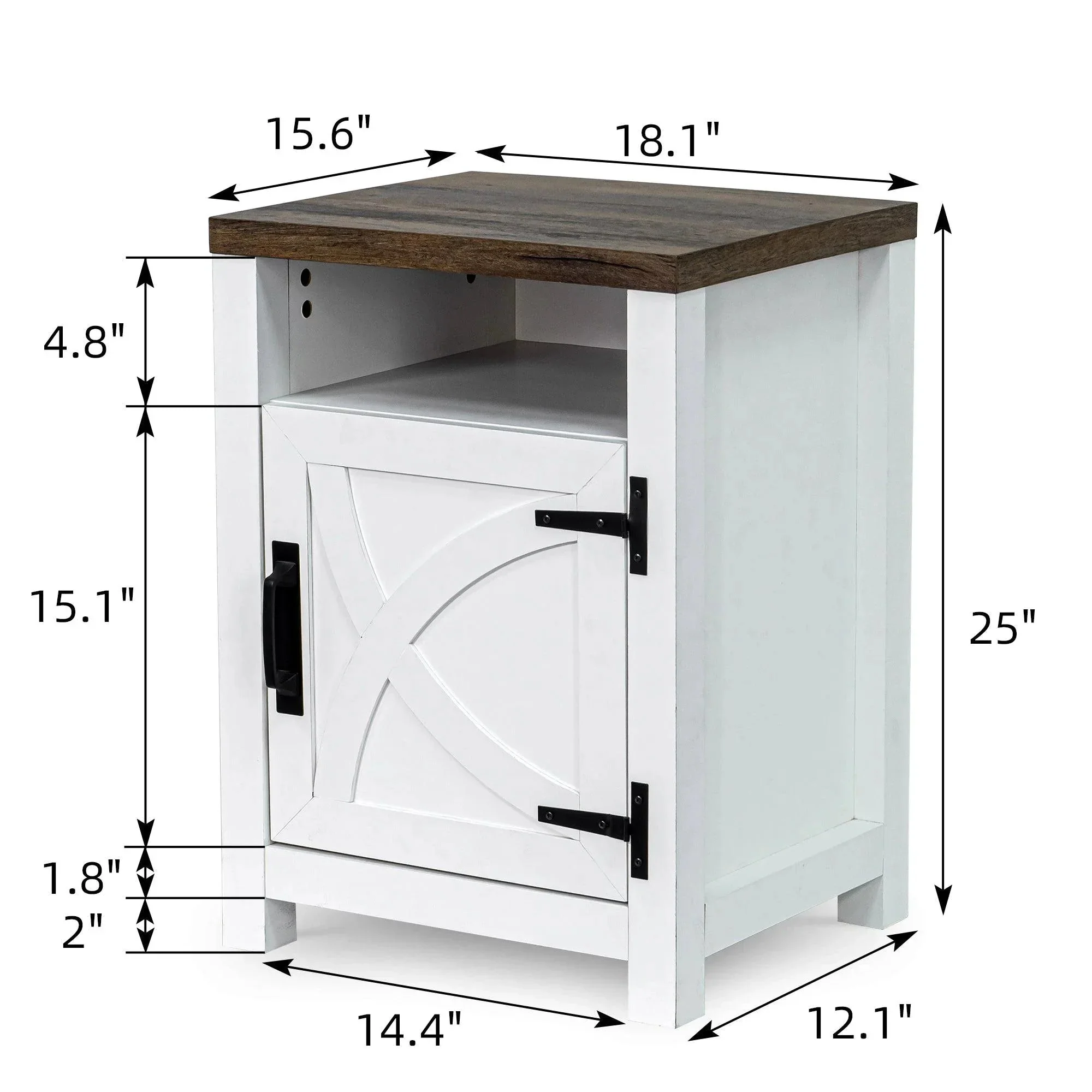 Parrot Uncle 18-Inch Solid Wood Farmhouse Nightstand for Bedroom in Brown or Grey or White - Image 39