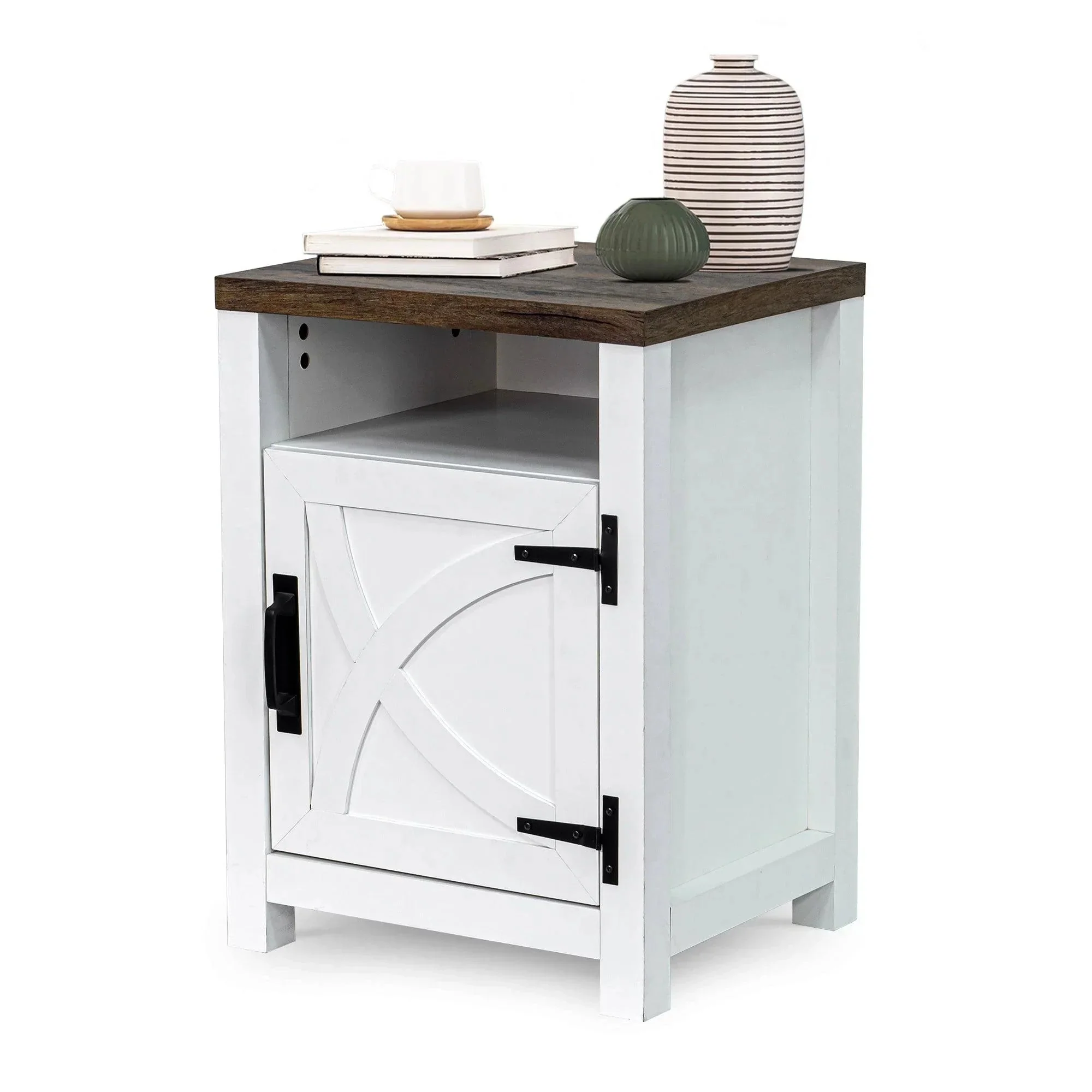 Parrot Uncle 18-Inch Solid Wood Farmhouse Nightstand for Bedroom in Brown or Grey or White - Image 43