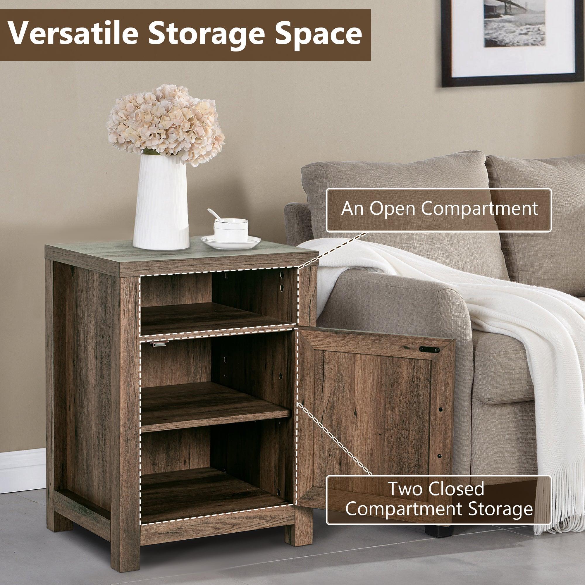 Parrot Uncle 18-Inch Solid Wood Farmhouse Nightstand for Bedroom in Brown or Grey or White - Image 8