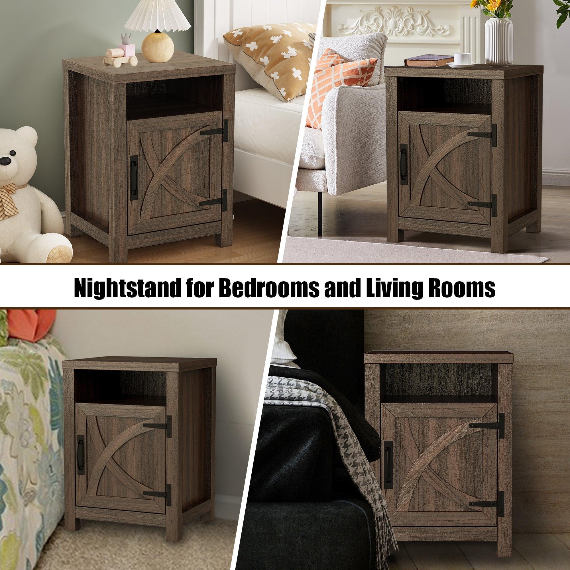 Parrot Uncle 18-Inch Solid Wood Farmhouse Nightstand for Bedroom in Brown or Grey or White - Image 9