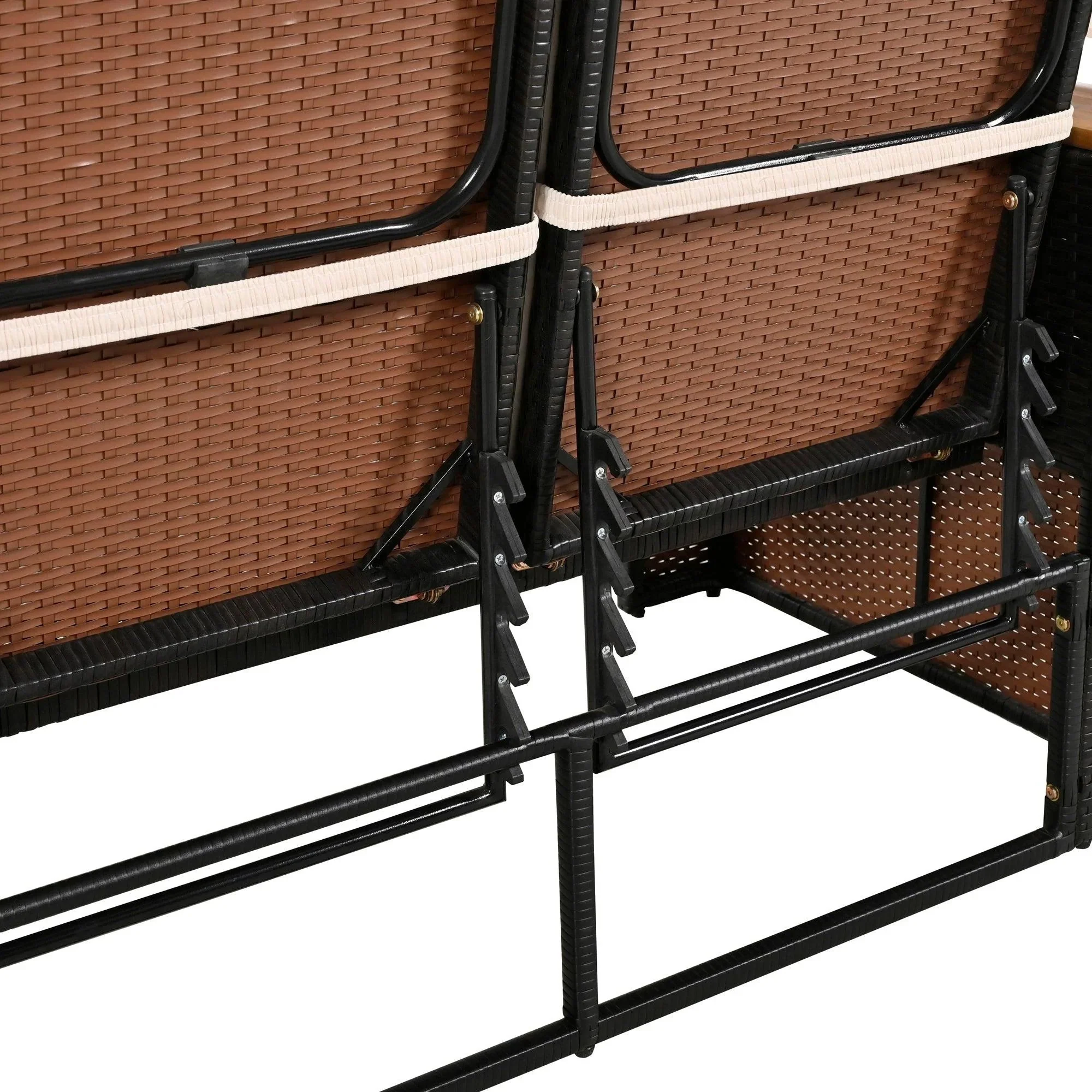 Parrot Uncle 2-Piece Outdoor Rattan Daybed with Bench Lounge Roof Set and Cushions for Poolside, Backyard and Garden - Image 16