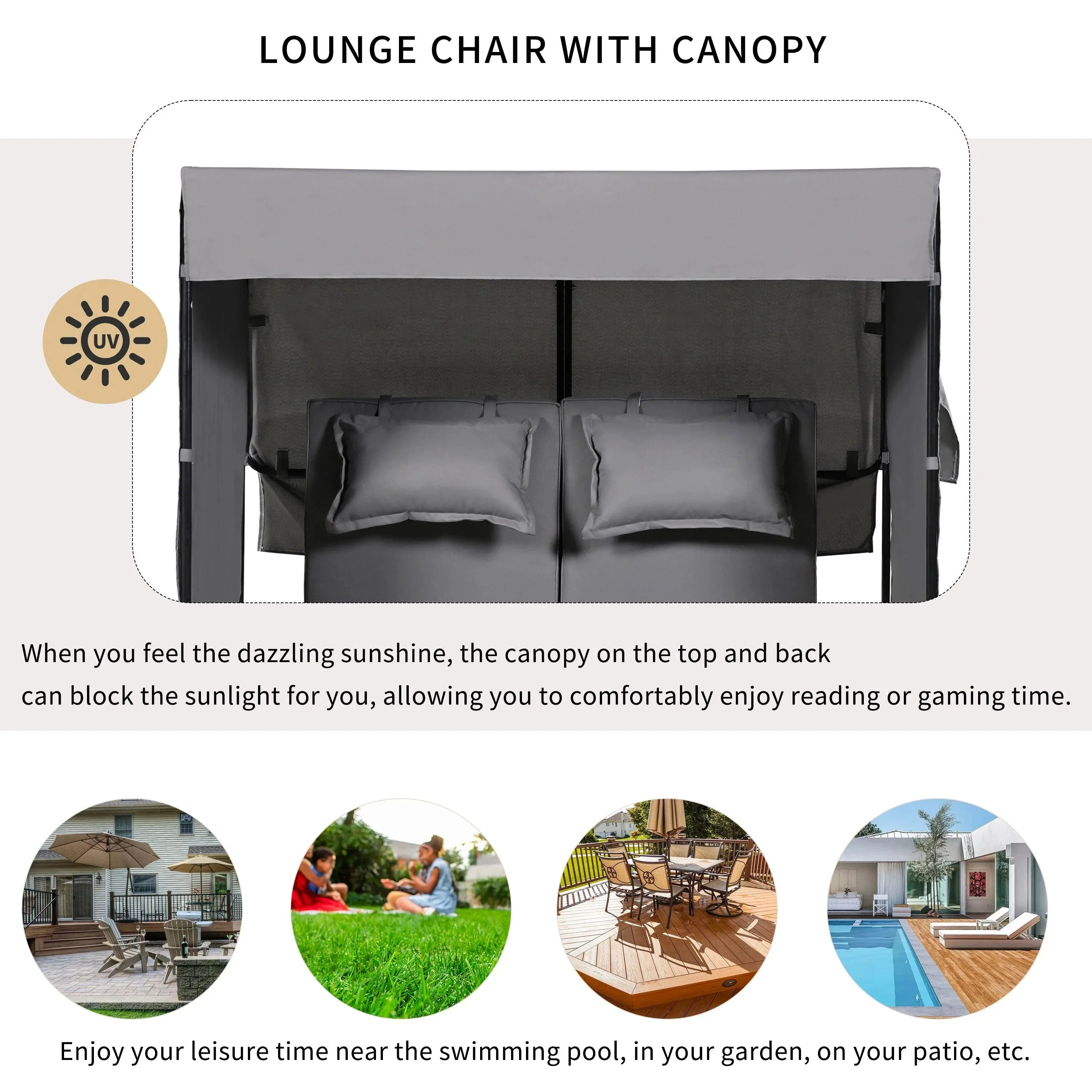 Parrot Uncle 2-Piece Outdoor Rattan Daybed with Bench Lounge Roof Set and Cushions for Poolside, Backyard and Garden - Image 24